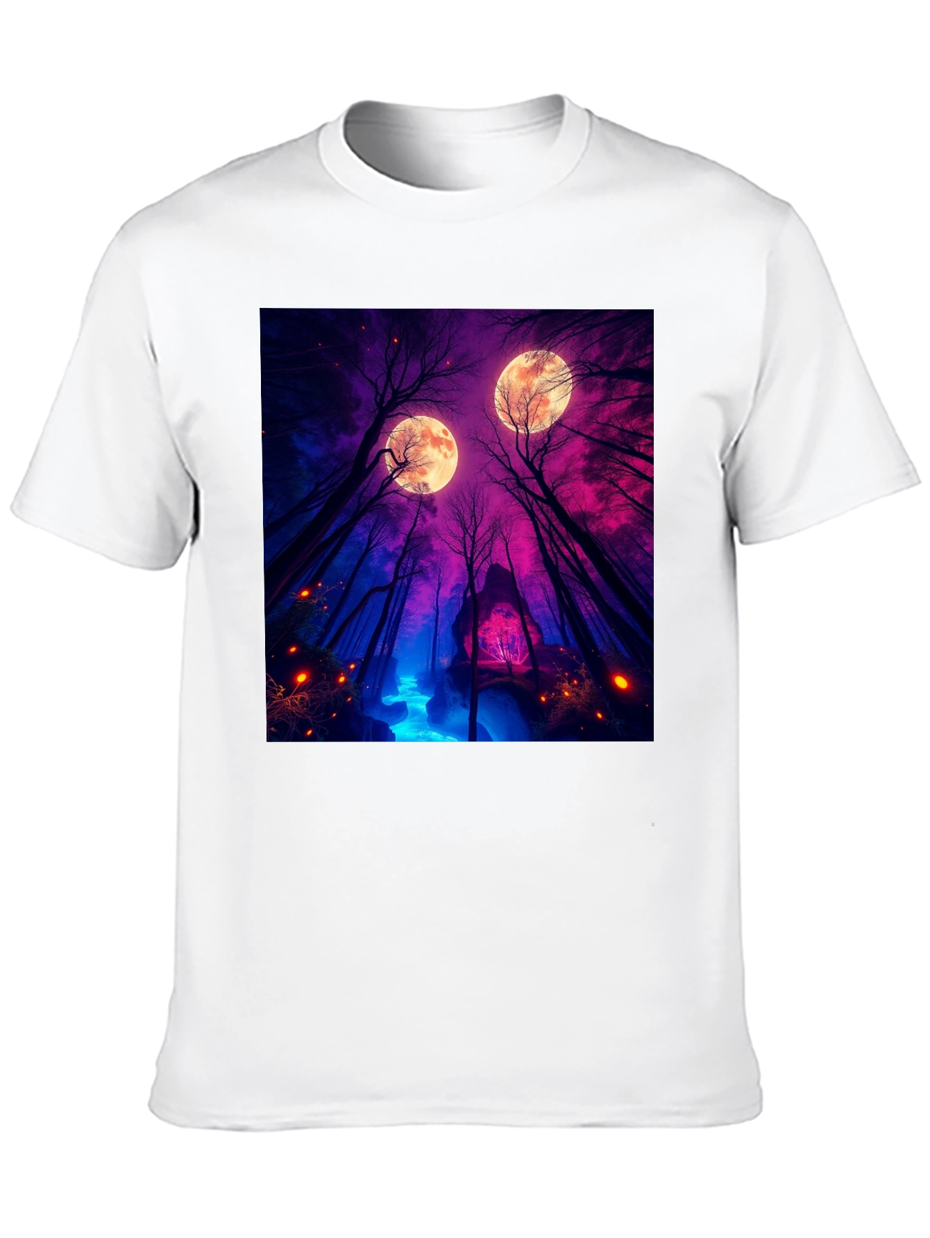 Mystic Moonlight Forest Graphic Tee - Black