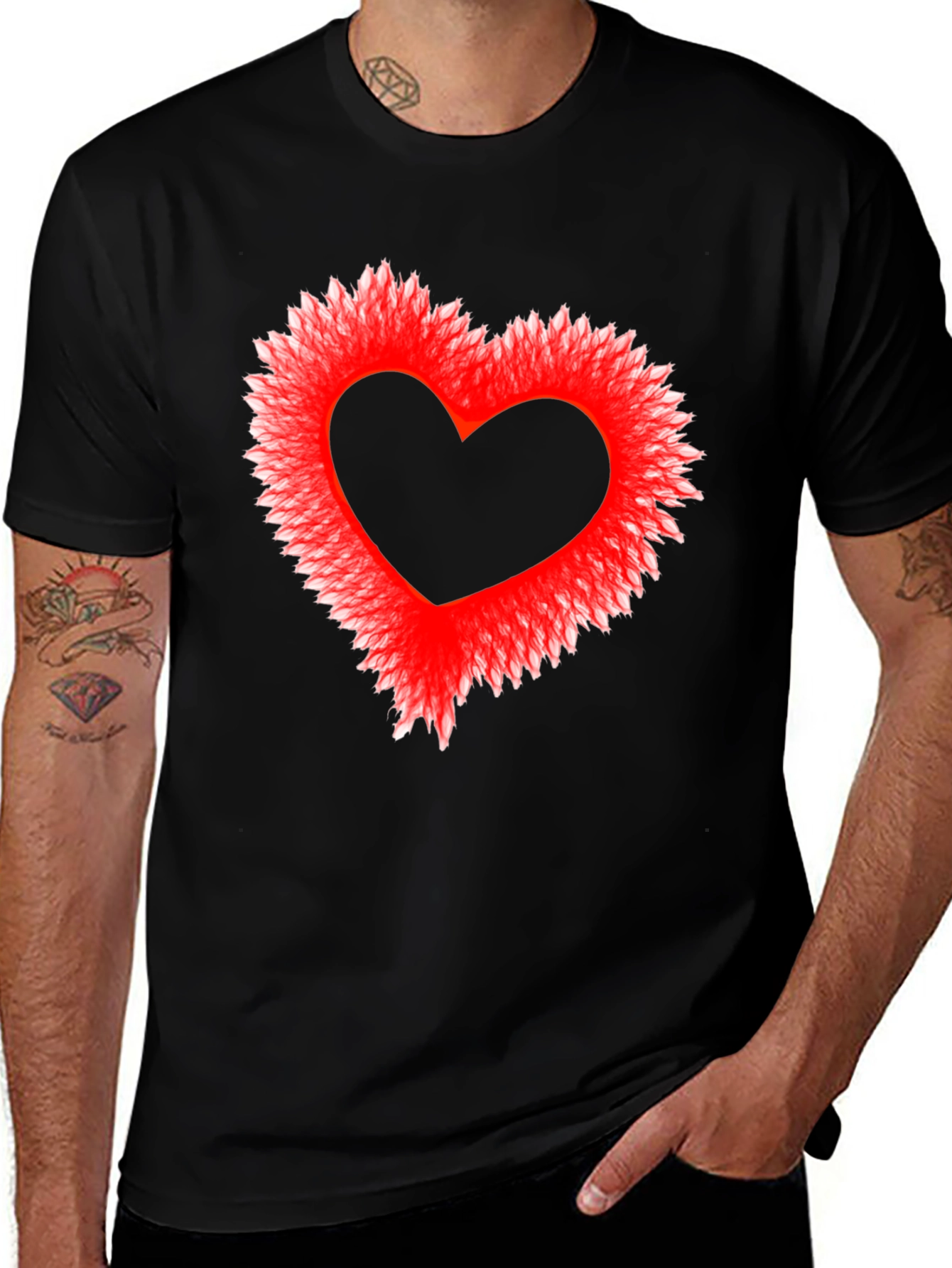 Heart Graphic Black Tee - Stylish & Trendy