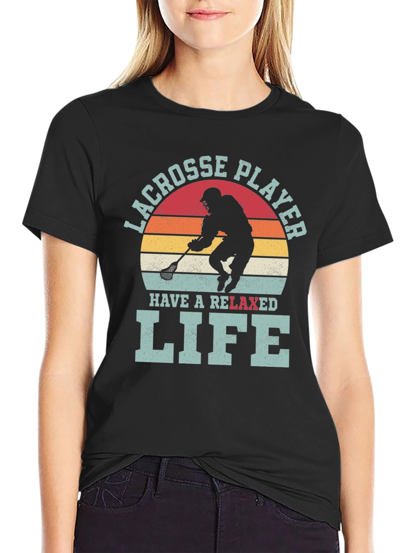 Lacrosse Player Relaxed Life Graphic T-Shirt