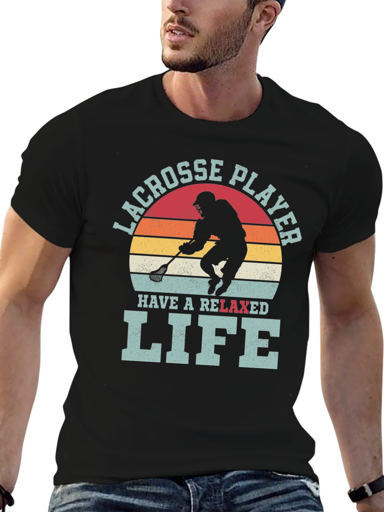 Lacrosse Player Relaxed Life Graphic T-Shirt