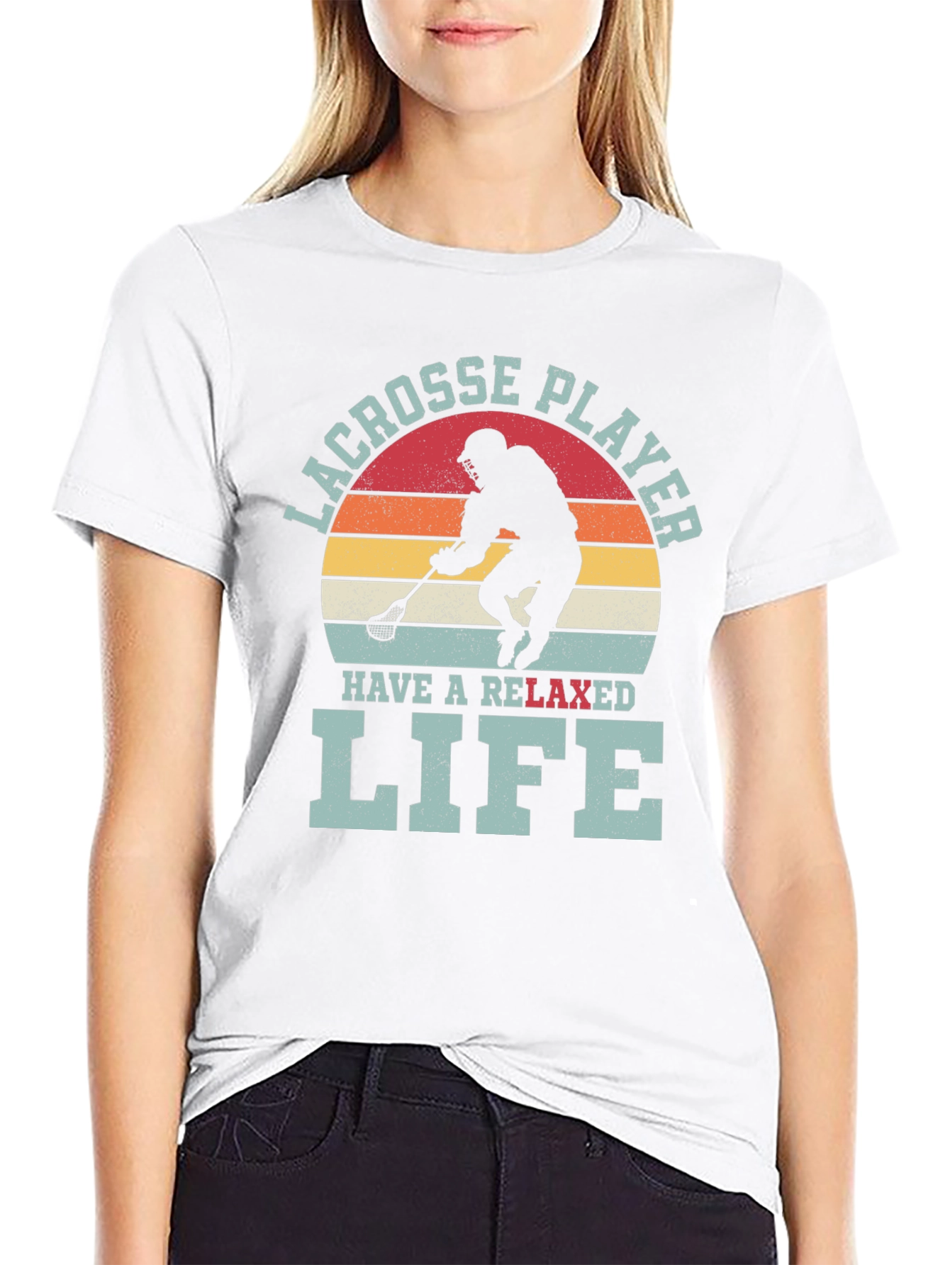 Lacrosse Player Relaxed Life Graphic T-Shirt