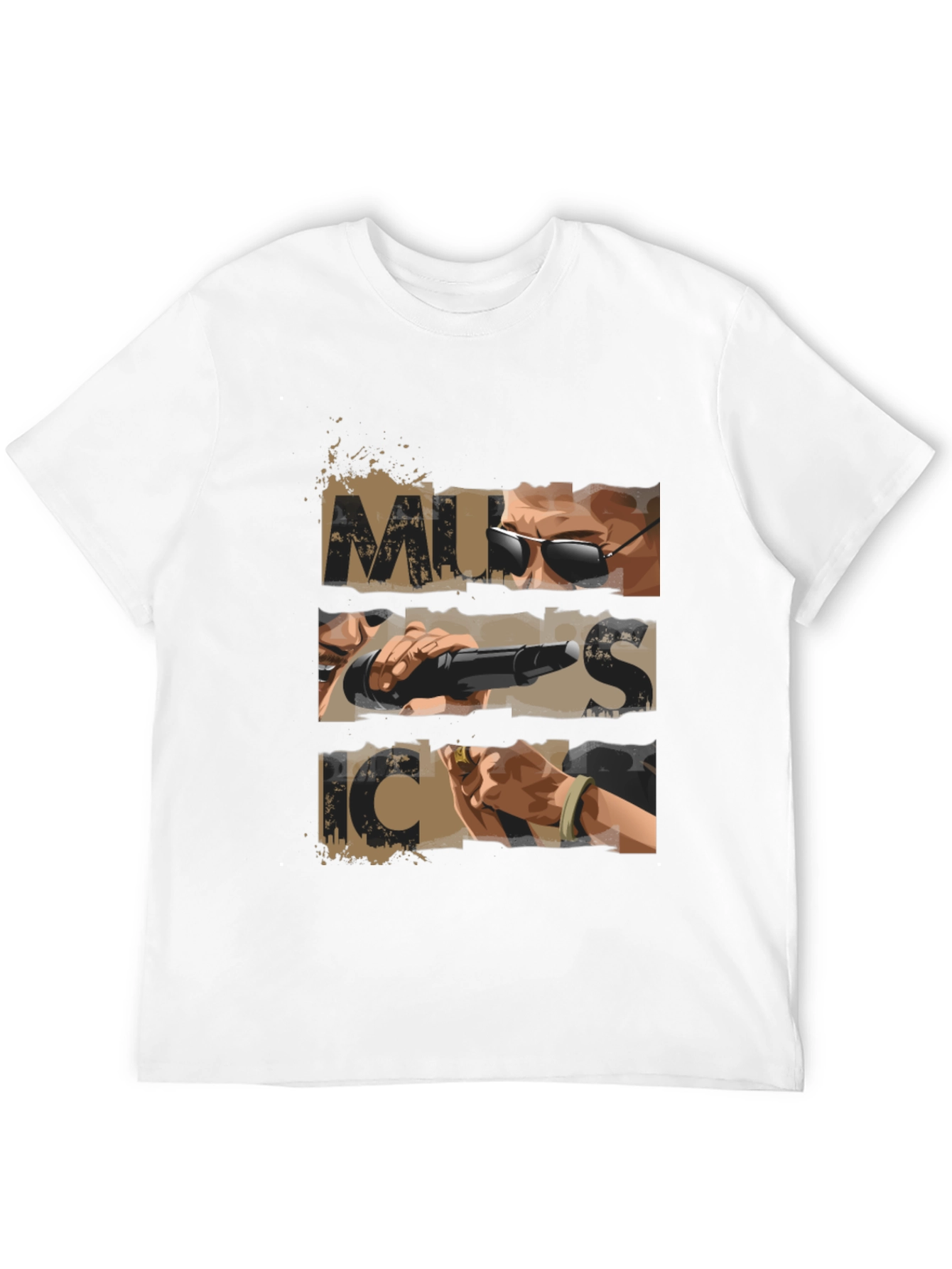 Music Graphic Print Mens Black T-shirt