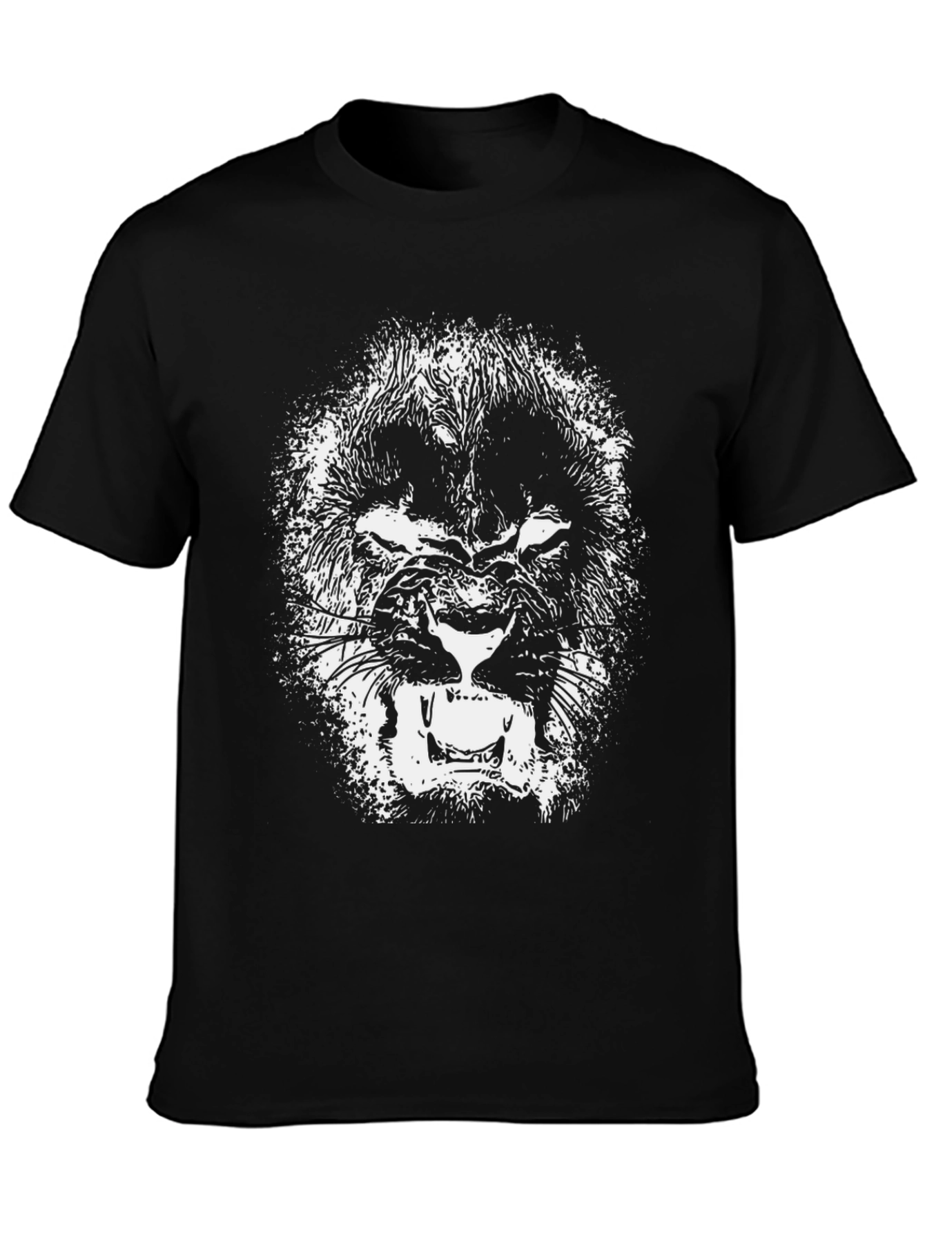 Black T-Shirt with Lion Graphic Print