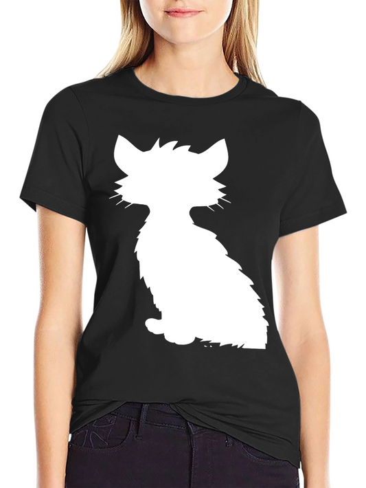 Cool Cat Silhouette Graphic Tee - Black