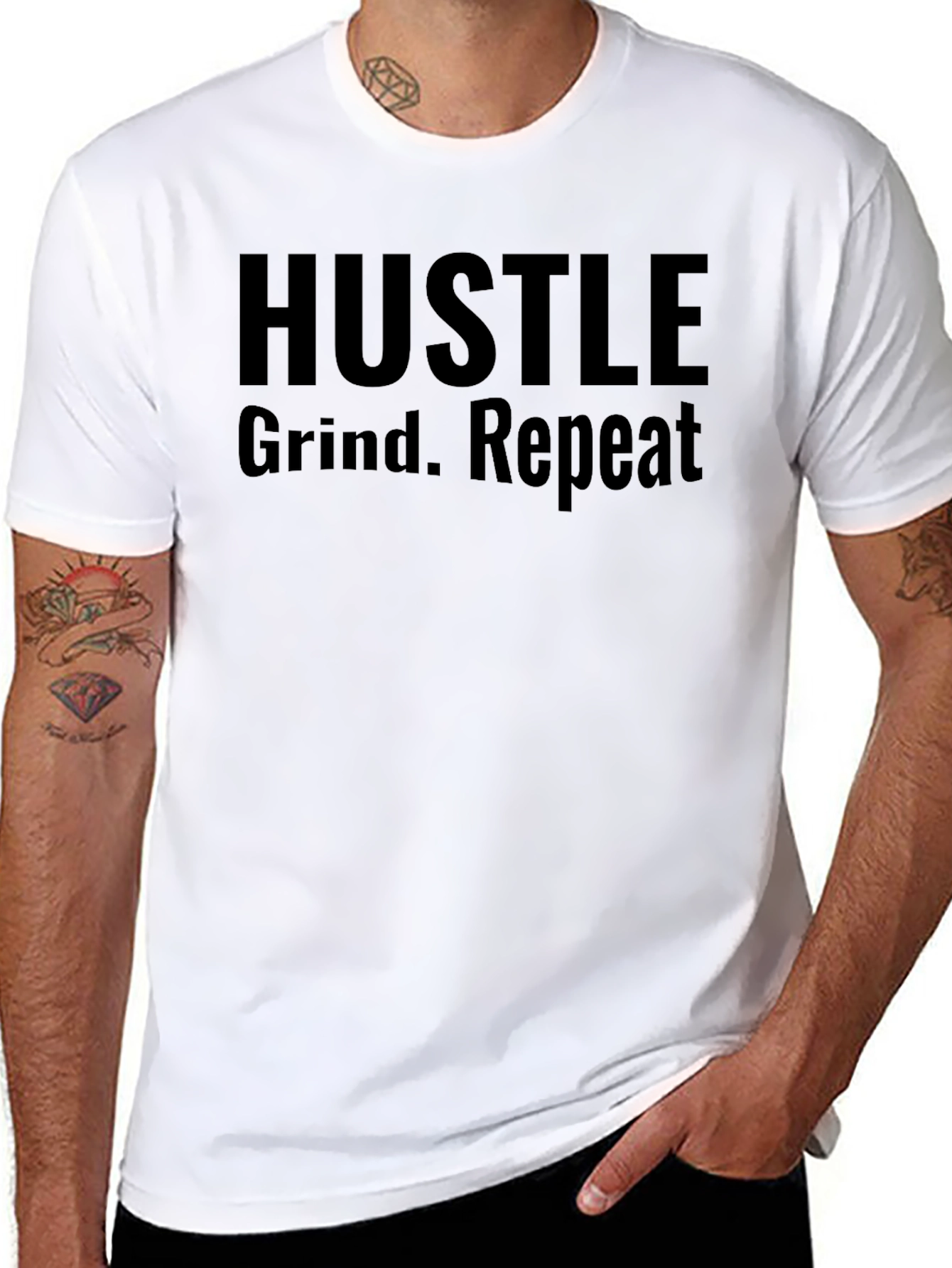 Hustle Grind Repeat Black Graphic Tee