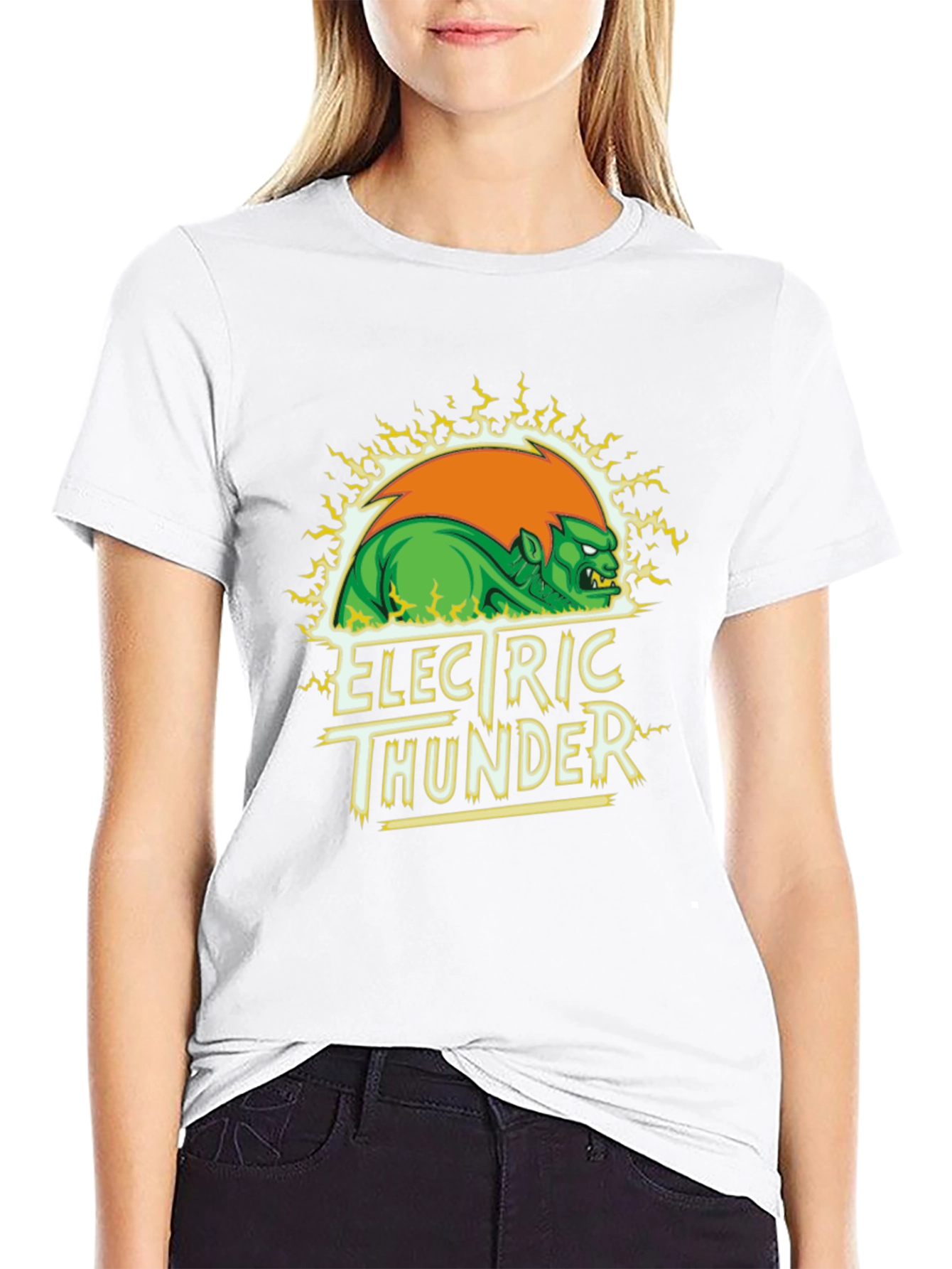Electric Thunder Graphic Tee - Black Cotton