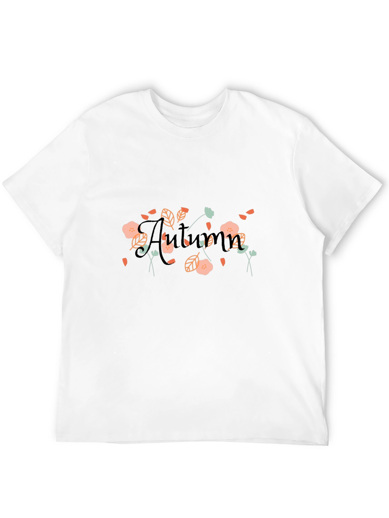 Autumn Floral Graphic Black T-Shirt