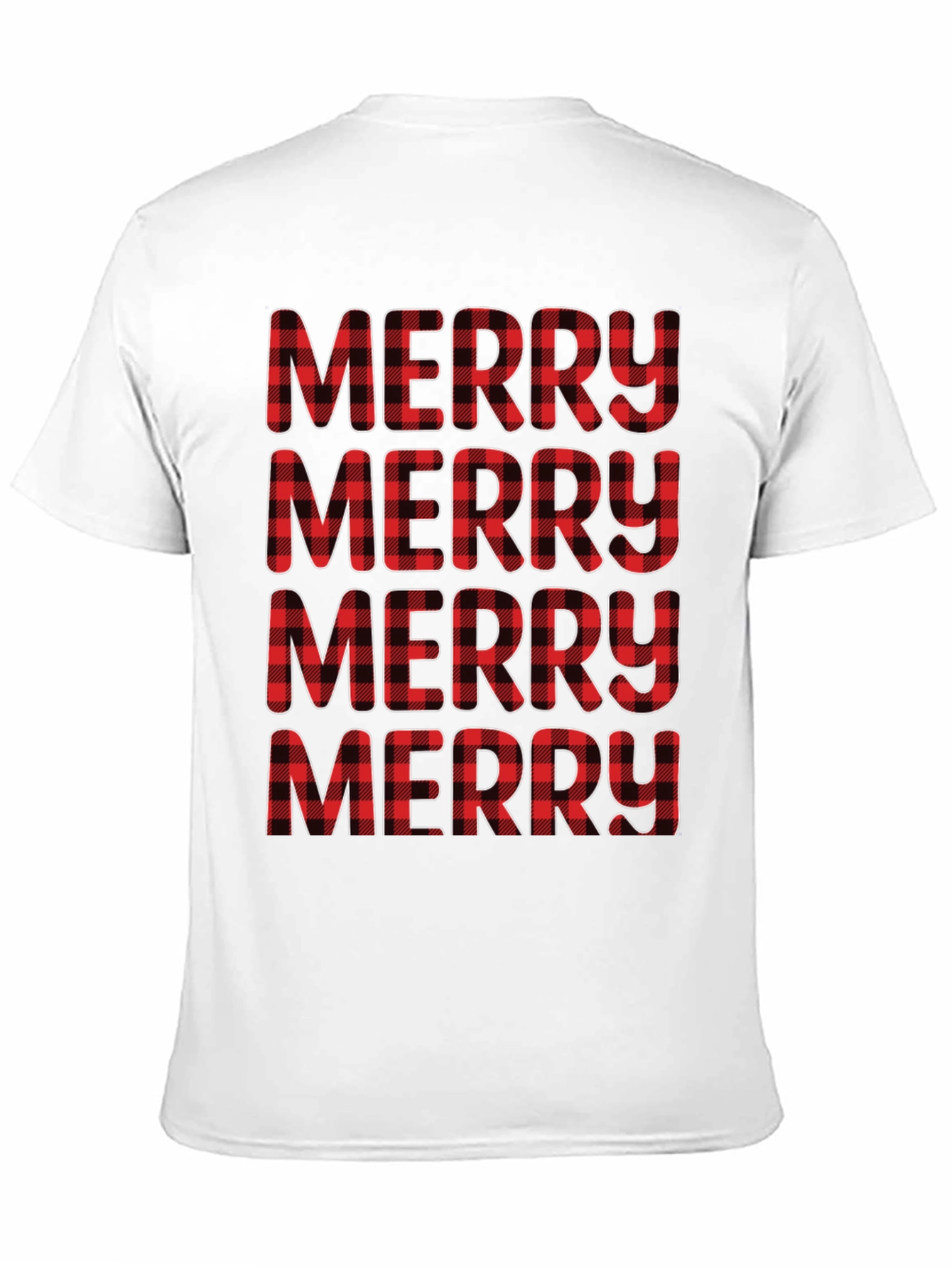 Plaid Merry Christmas Black T-Shirt
