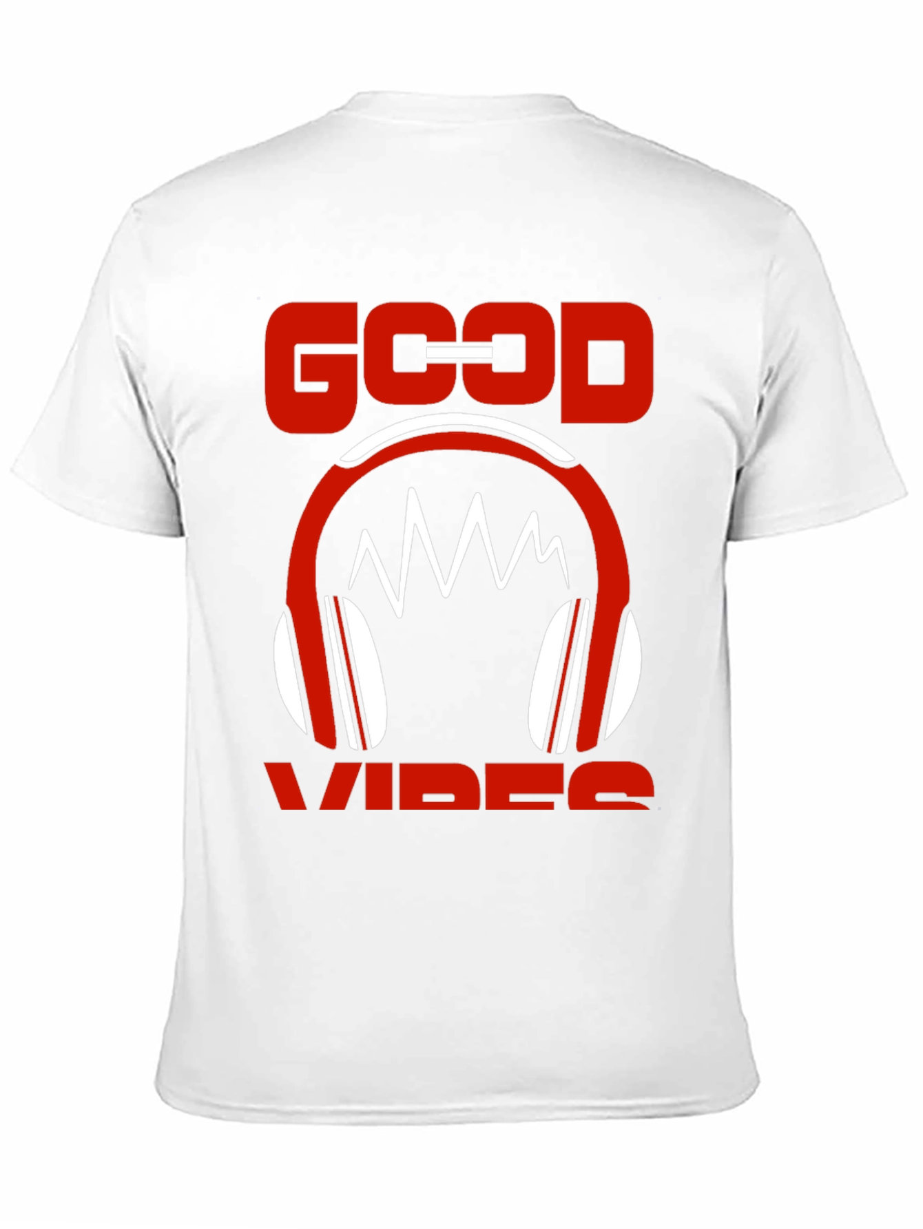 Good Vibes Graphic Tee - Red Headphones Design