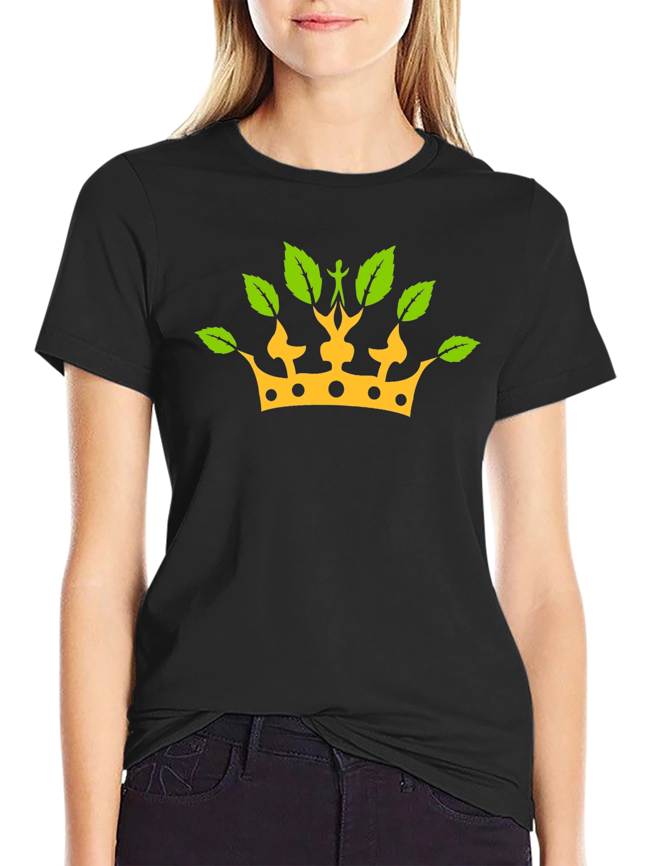 Nature King T-Shirt - Black Cotton Crown Graphic Tee