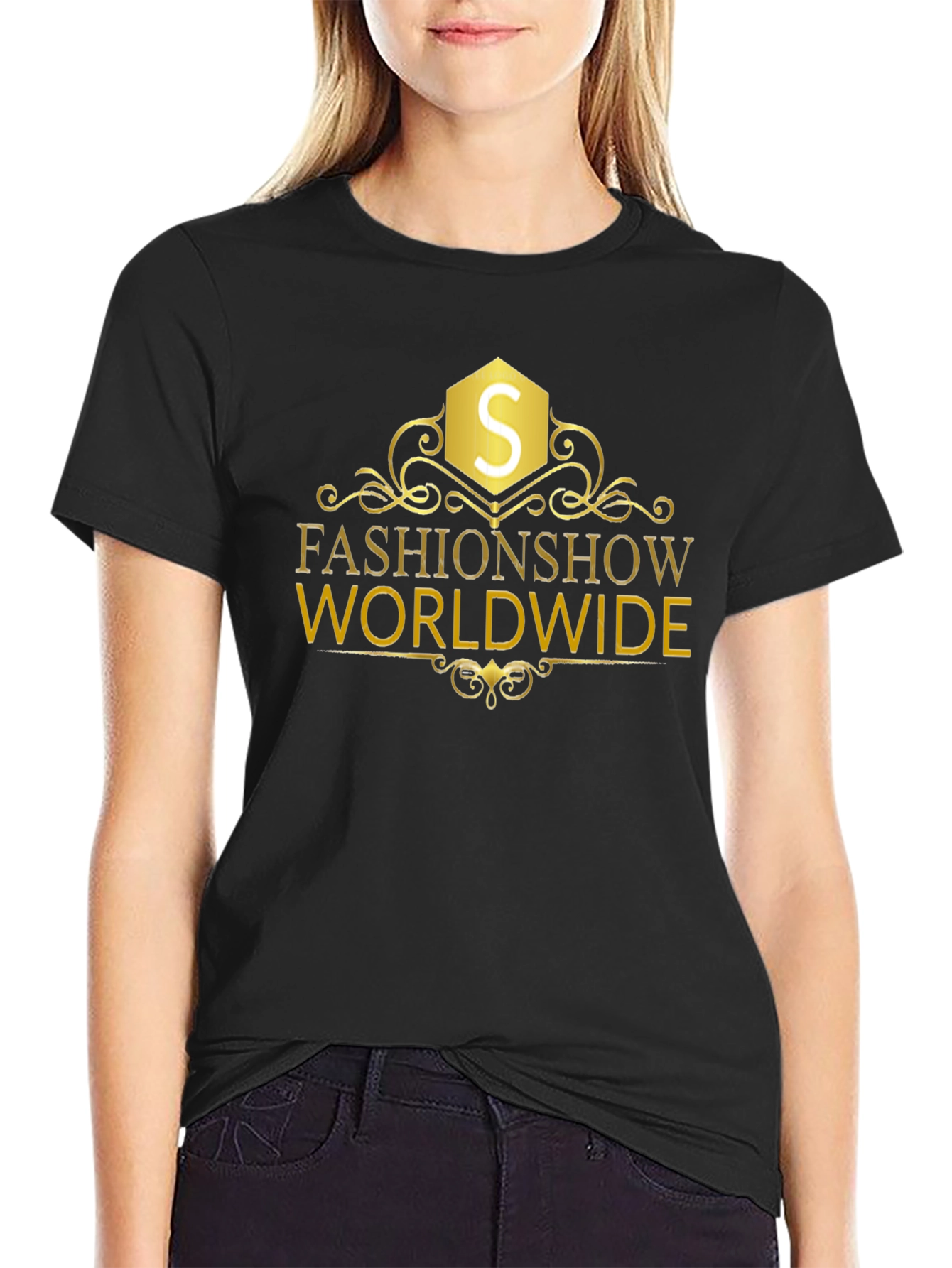 FashionShow Worldwide Black Graphic Tee