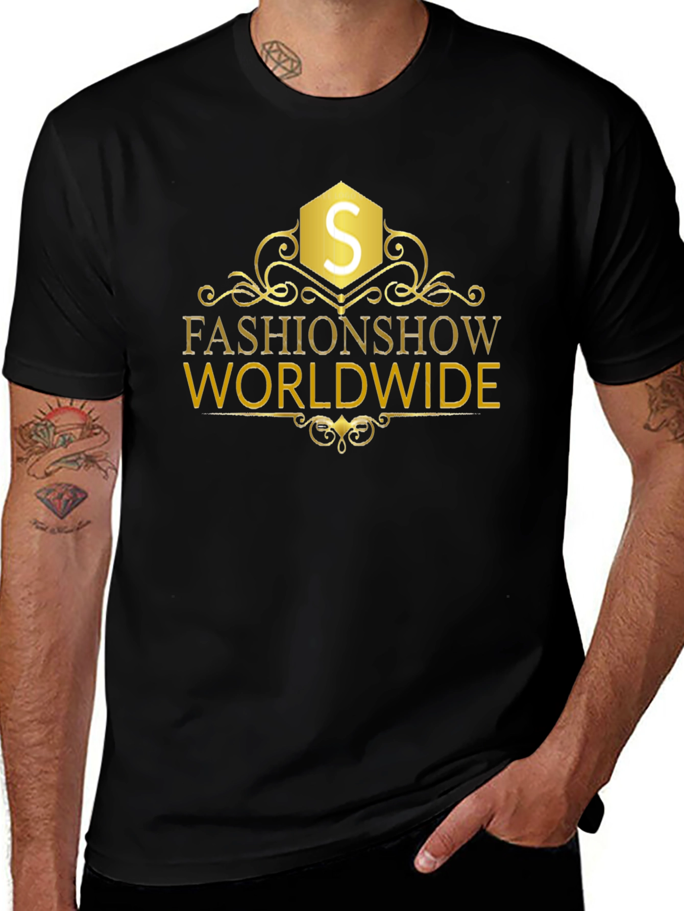 FashionShow Worldwide Black Graphic Tee