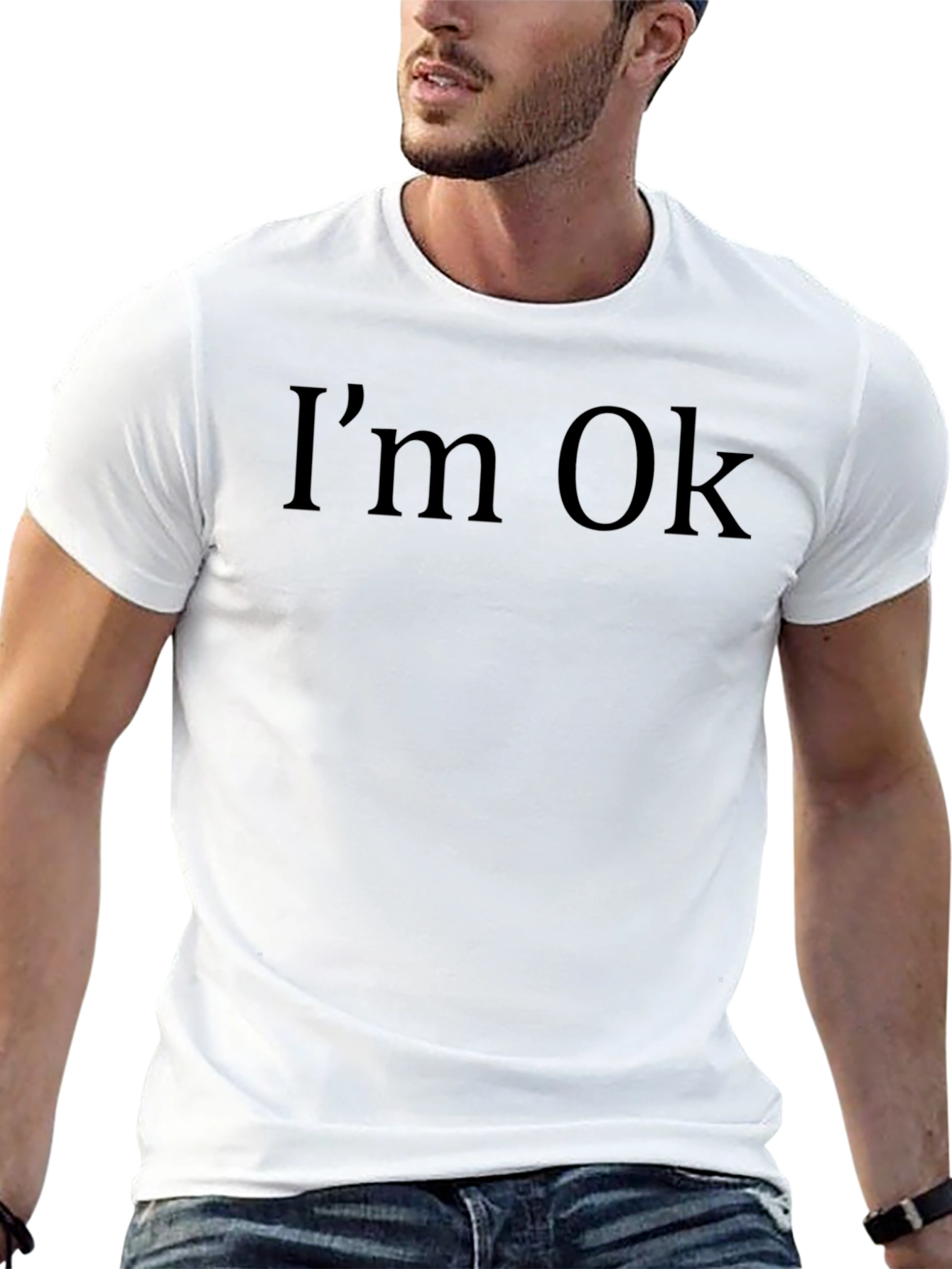 Im Ok Graphic Tee - Mens Basic Black T-Shirt