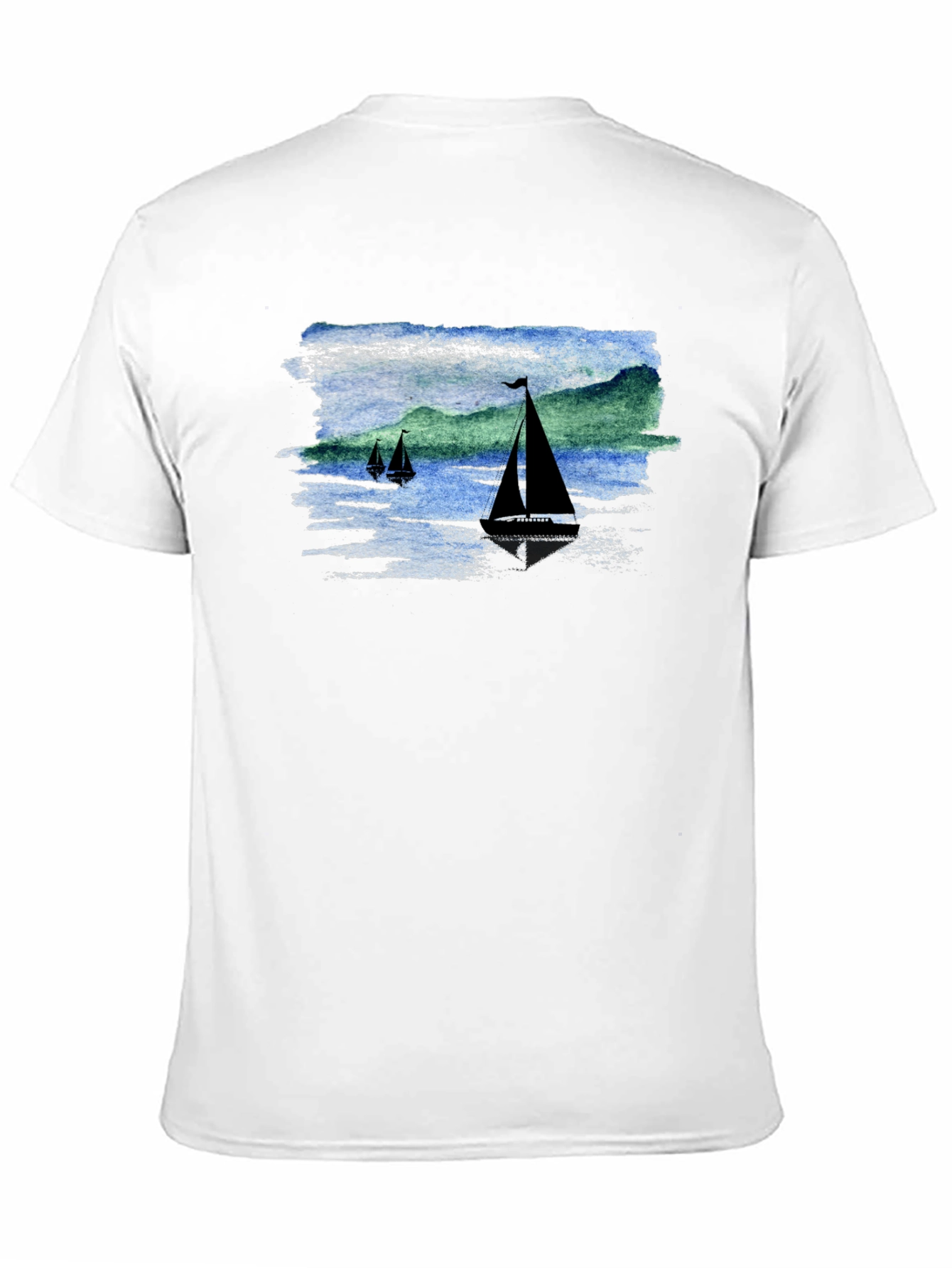 Sailboat Scene Graphic Black T-Shirt