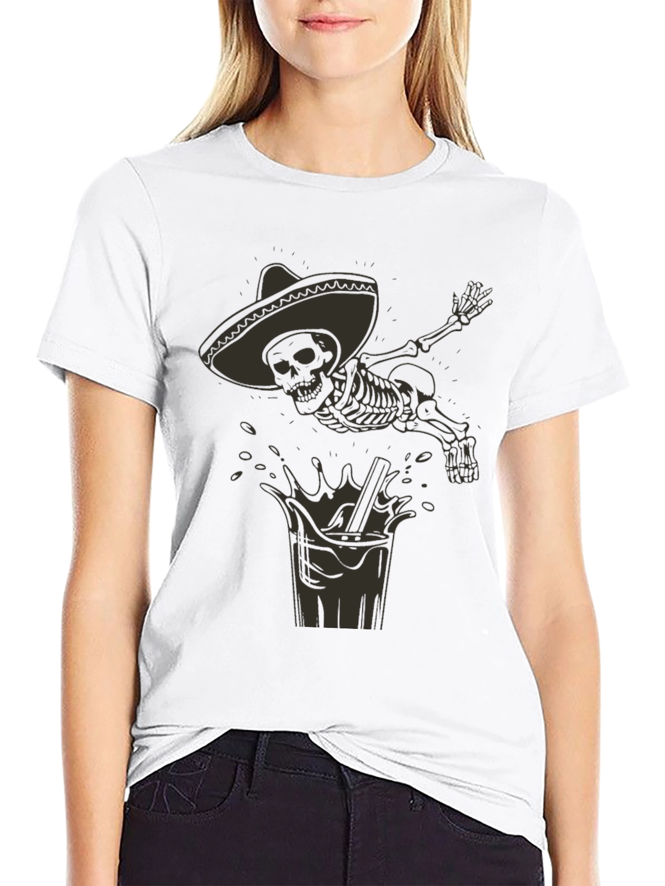 Skeleton Mariachi Black Graphic Tee