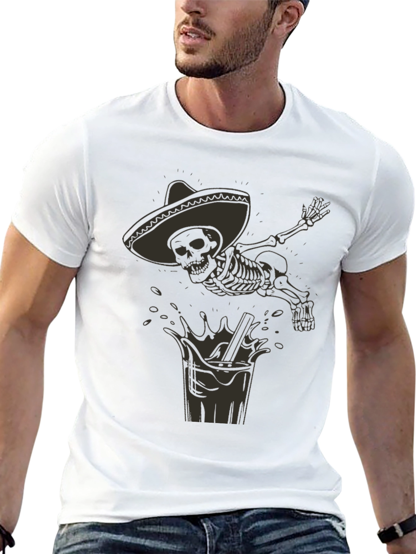 Skeleton Mariachi Black Graphic Tee