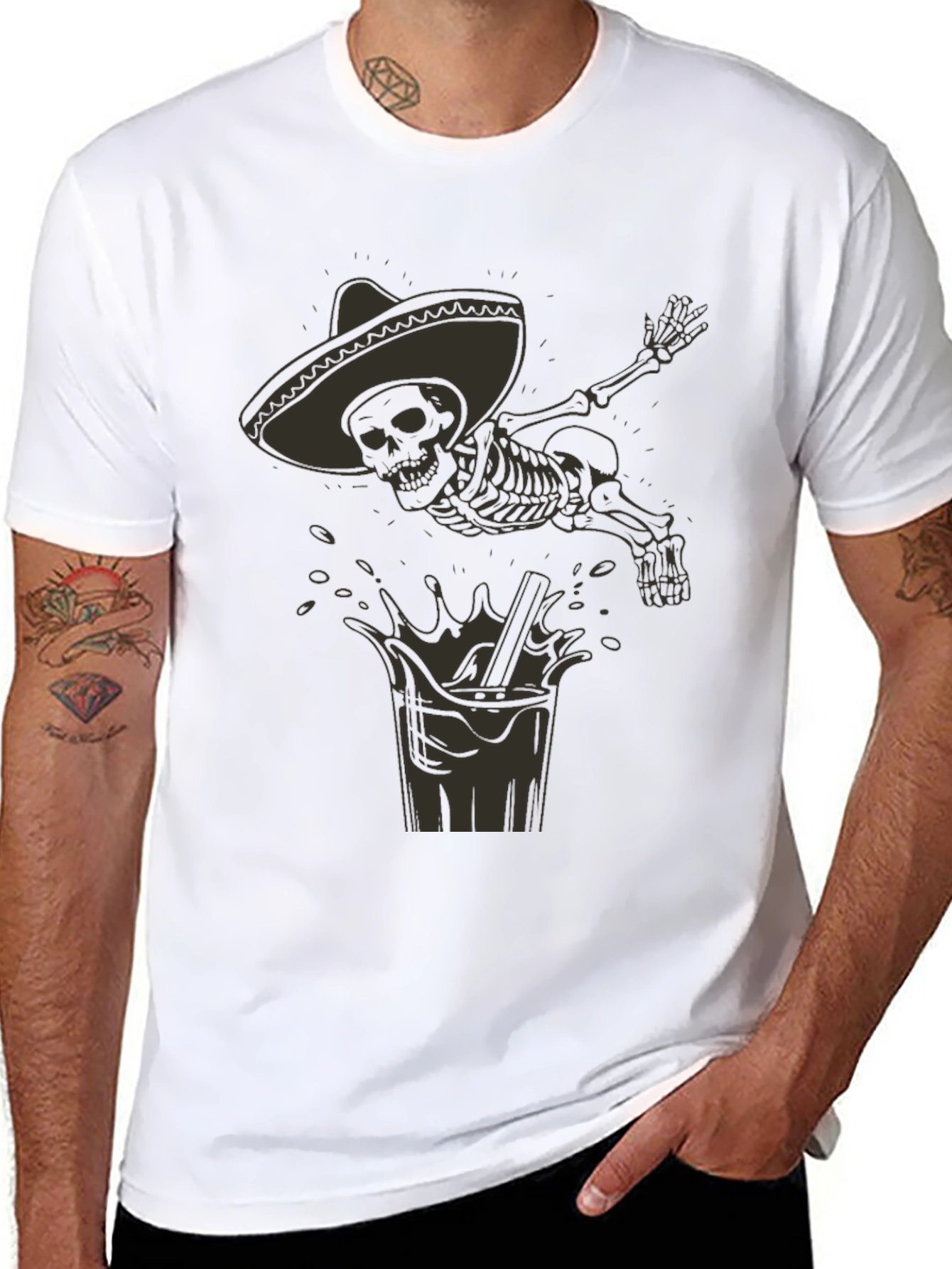 Skeleton Mariachi Black Graphic Tee