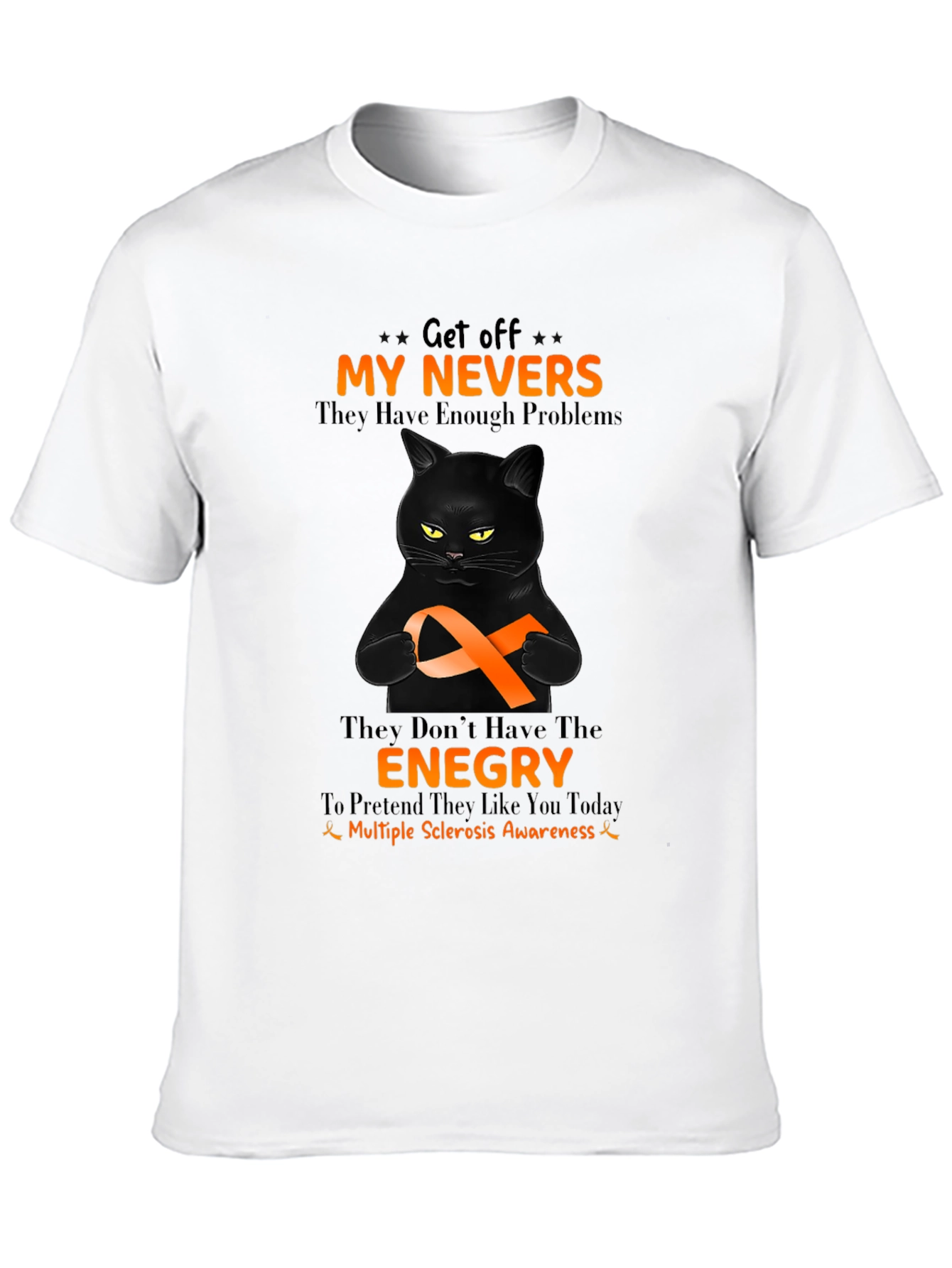 Multiple Sclerosis Awareness Black Cat T-Shirt