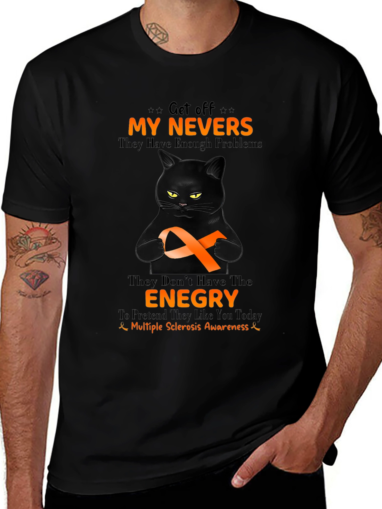 Multiple Sclerosis Awareness Black Cat T-Shirt