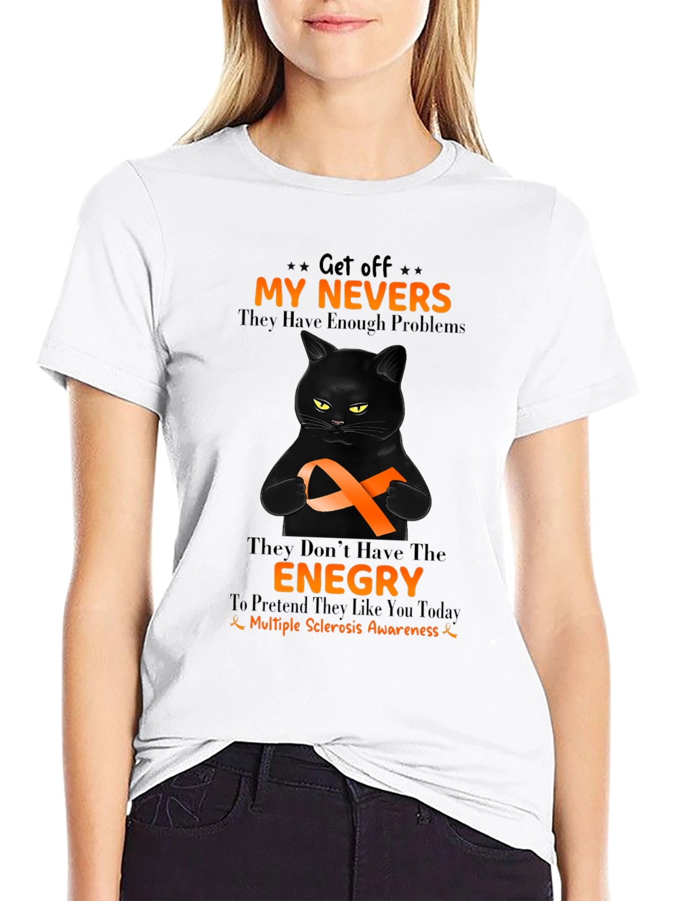 Multiple Sclerosis Awareness Black Cat T-Shirt