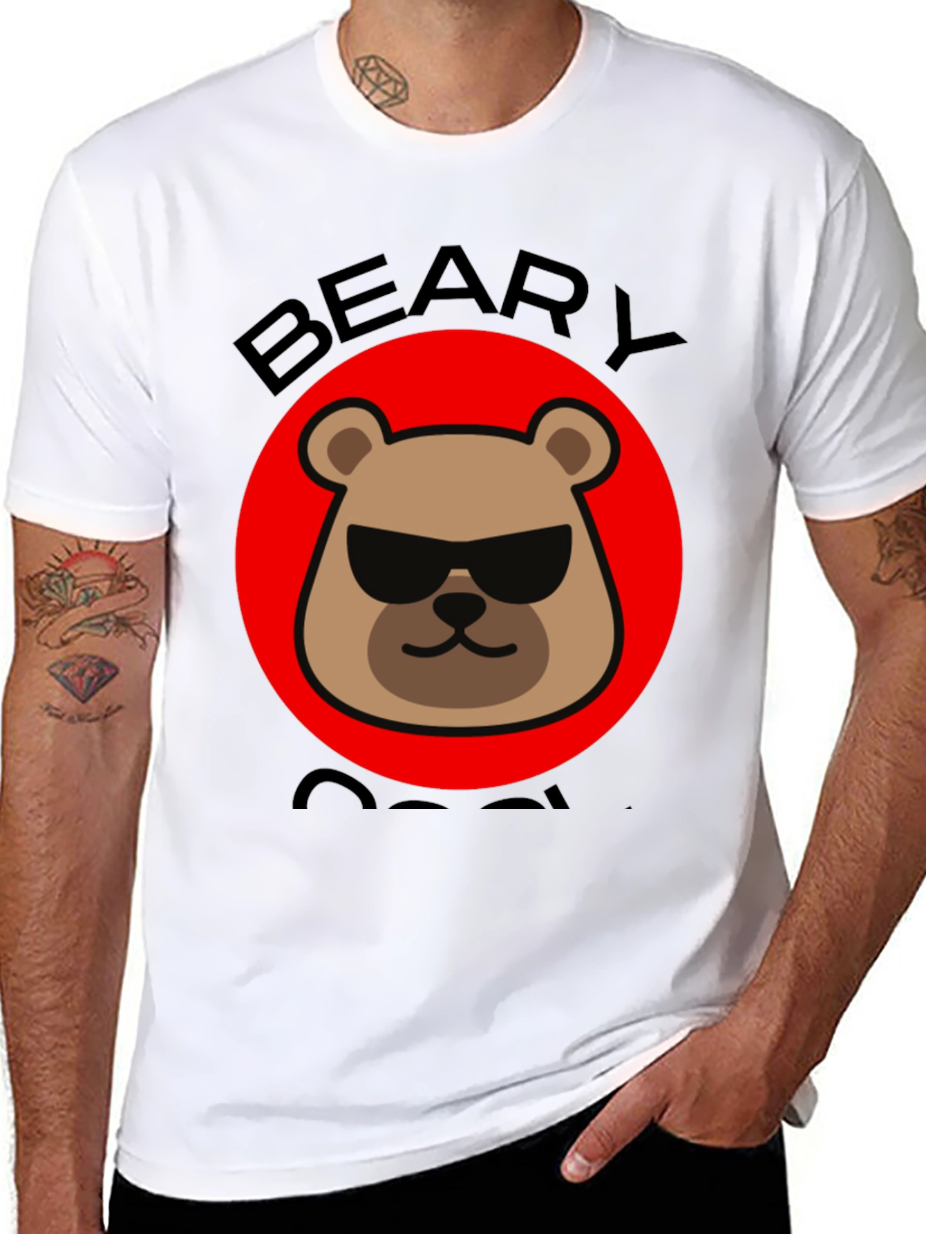 Beary Cool Graphic T-Shirt - Black Crew Neck Tee