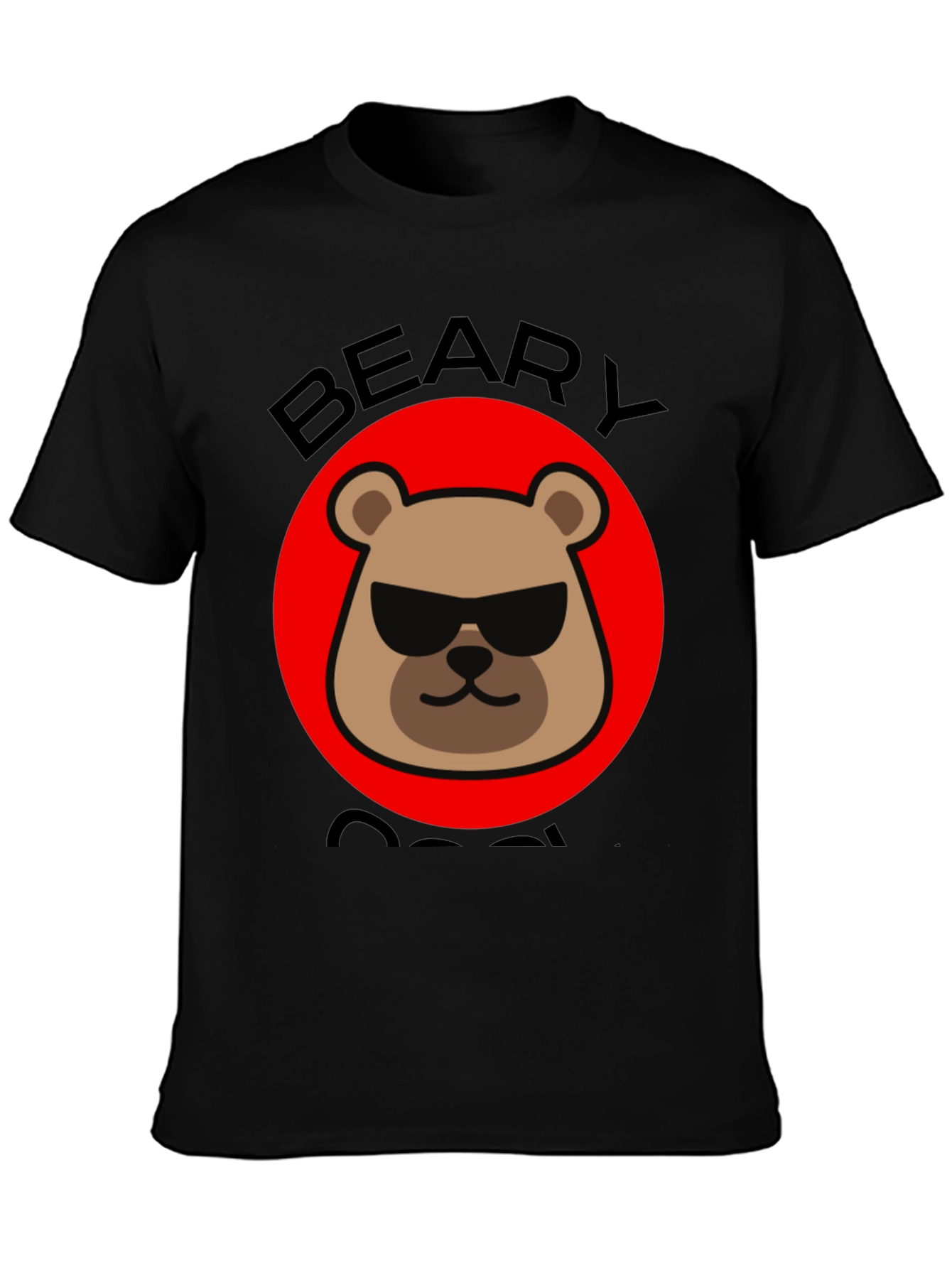 Beary Cool Graphic T-Shirt - Black Crew Neck Tee