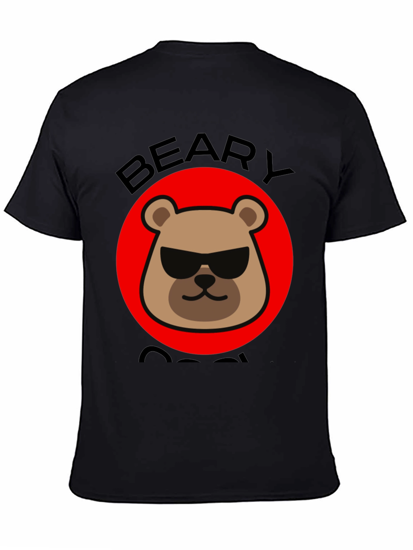 Beary Cool Graphic T-Shirt - Black Crew Neck Tee
