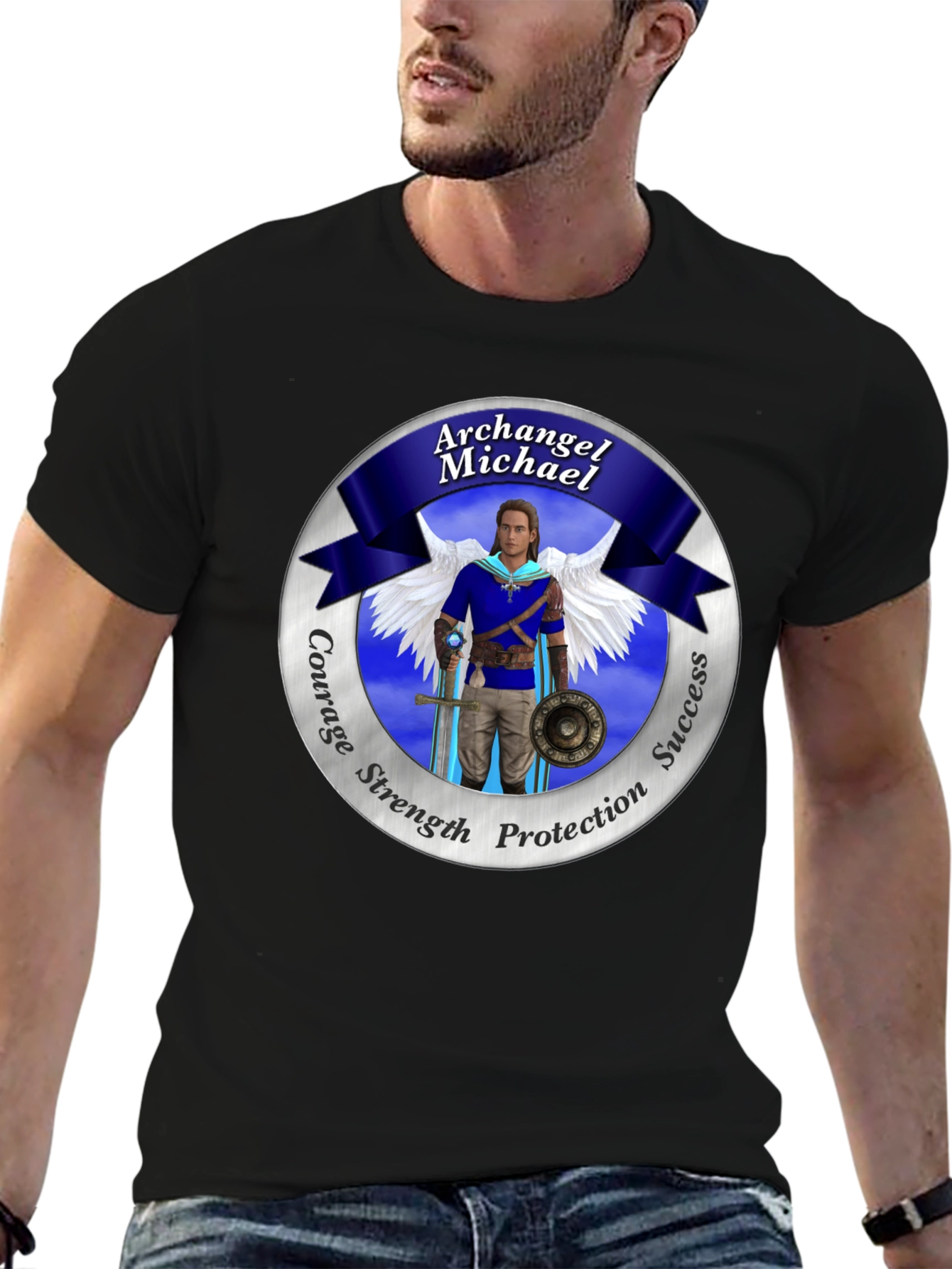 Archangel Michael T-Shirt: Courage Strength Protection