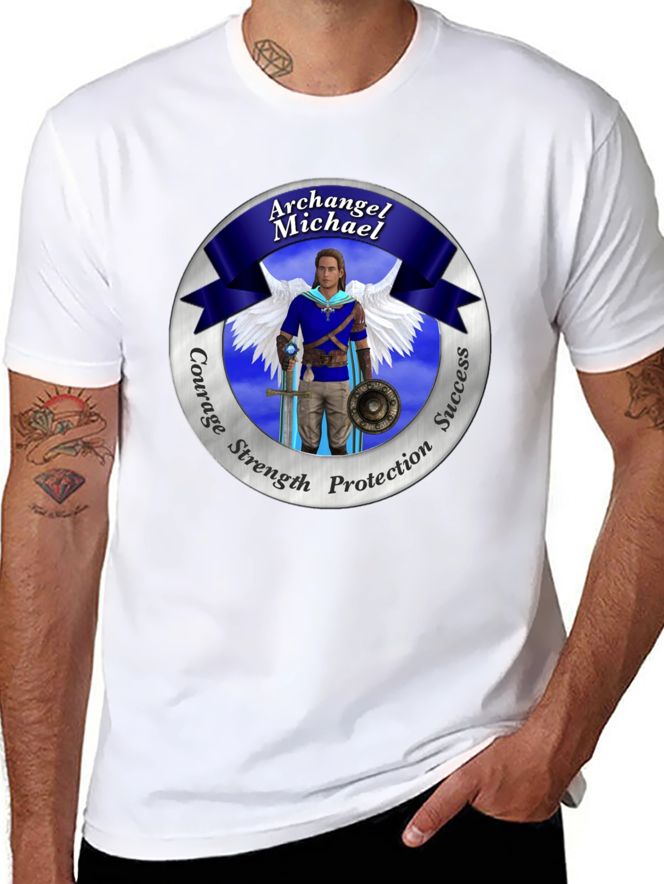Archangel Michael T-Shirt: Courage Strength Protection