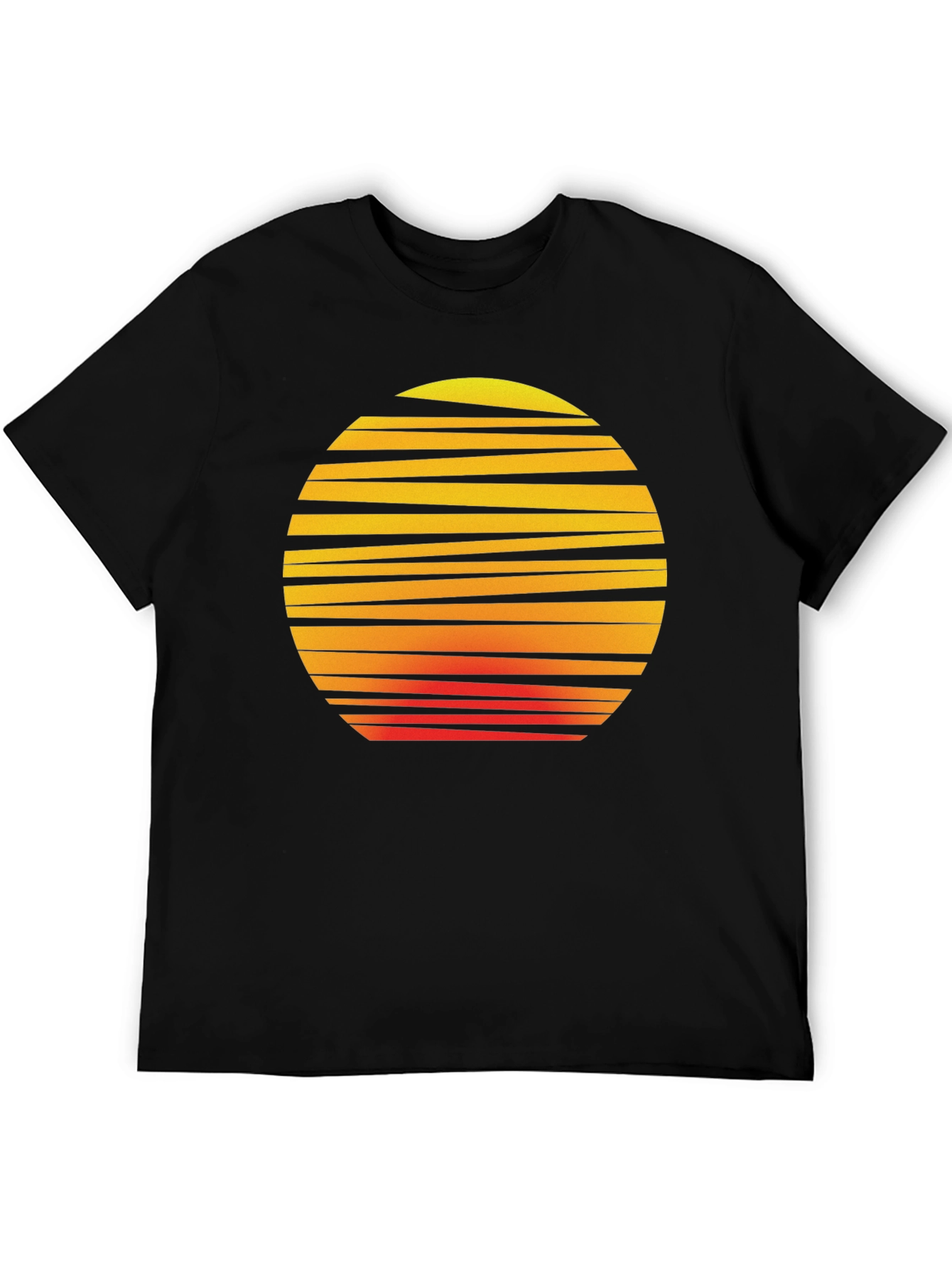 Retro Sunset Graphic Tee - Black Cotton T-Shirt
