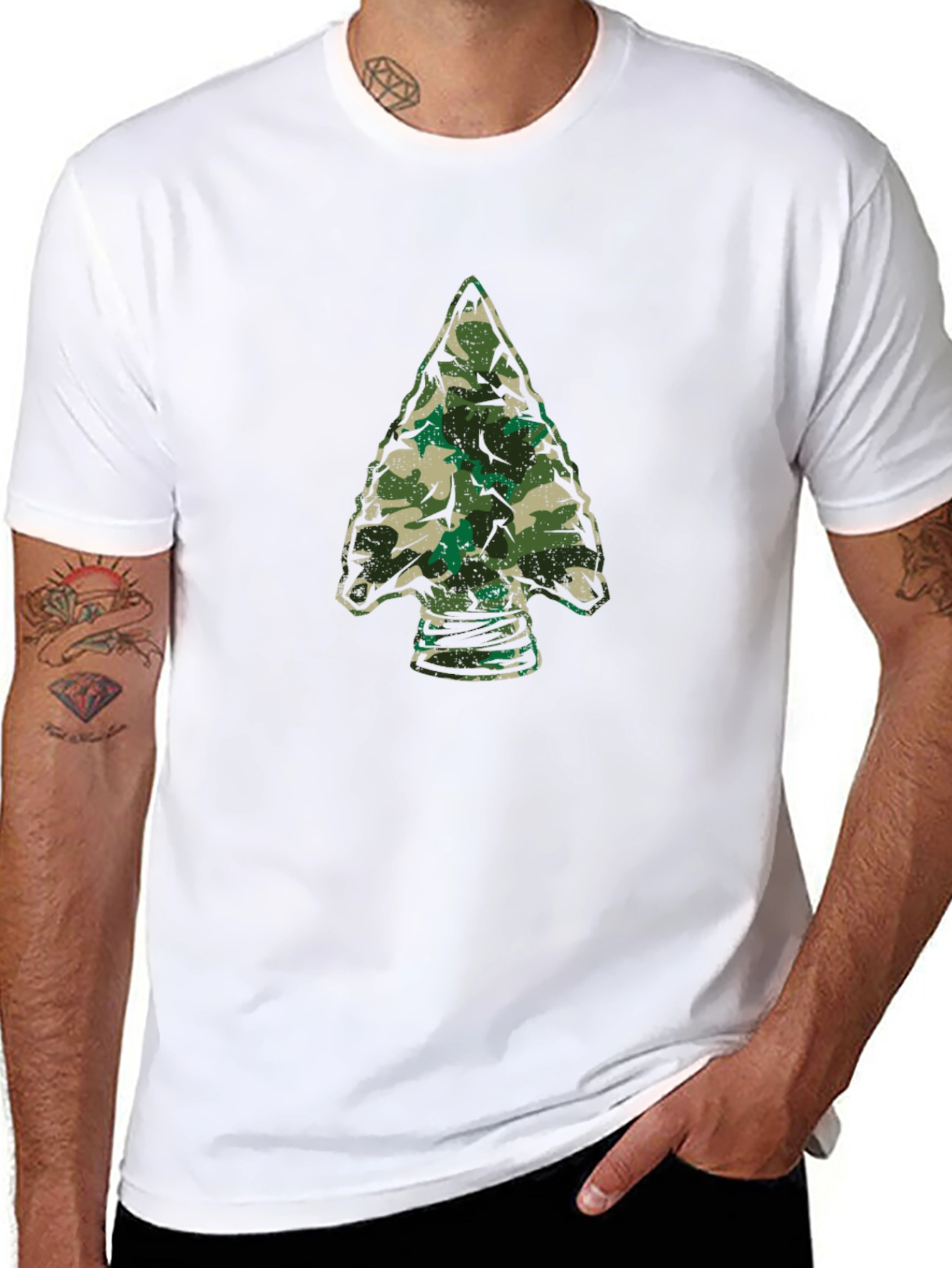 Camouflage Arrowhead Graphic Tee - Black