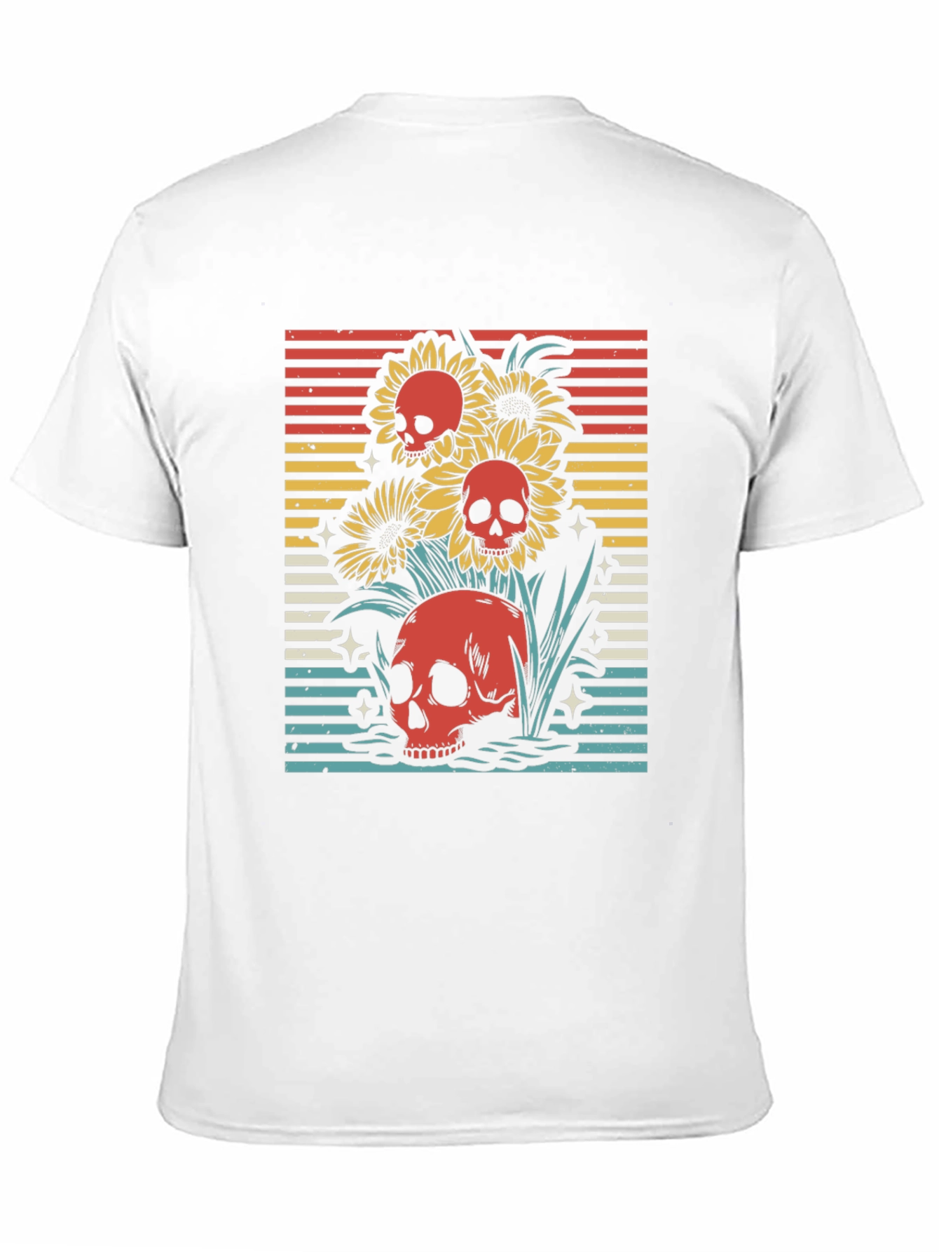 Skull & Sunflower Graphic Tee - Retro Style