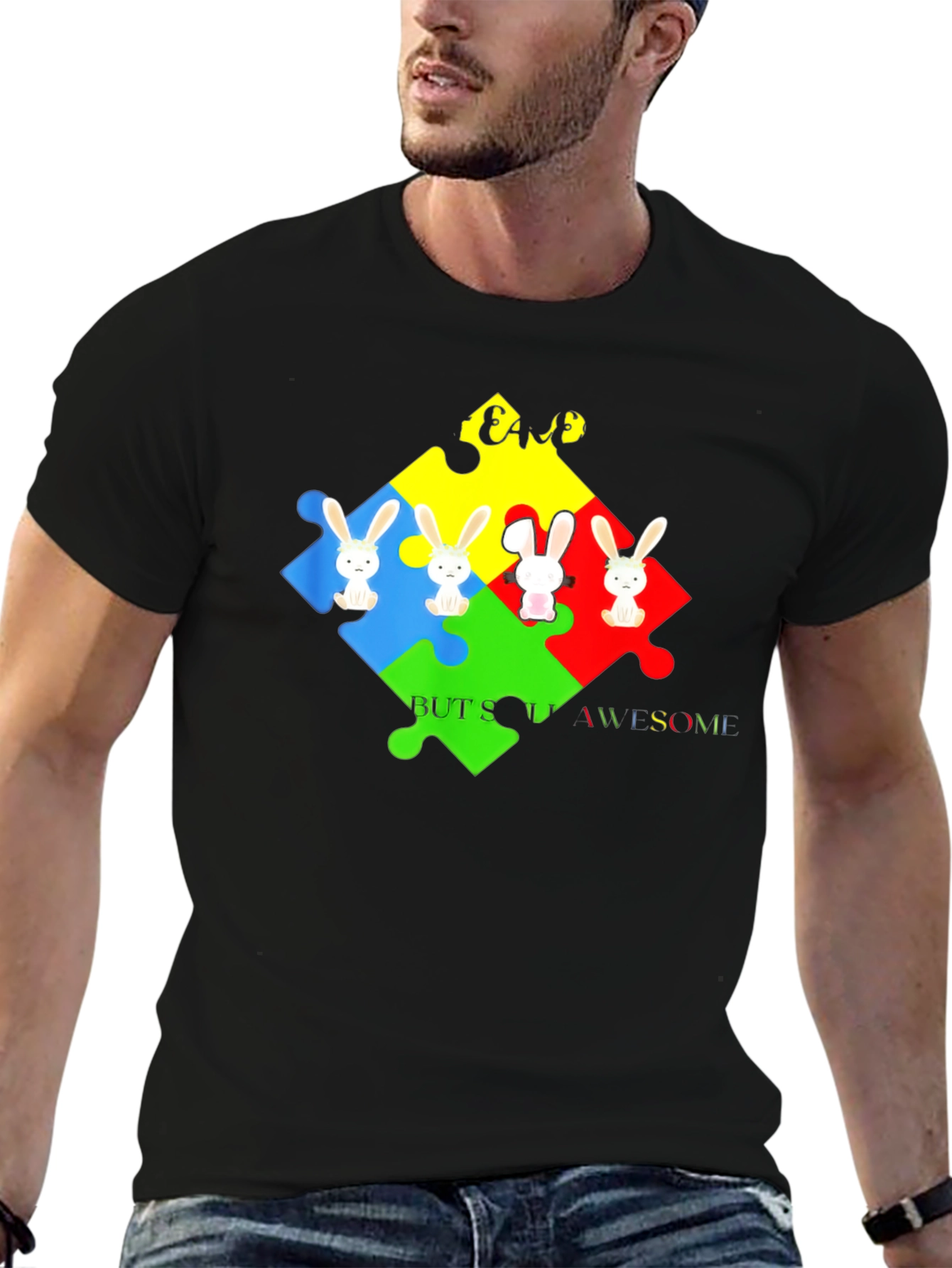 Autism Awareness Bunny Puzzle T-Shirt