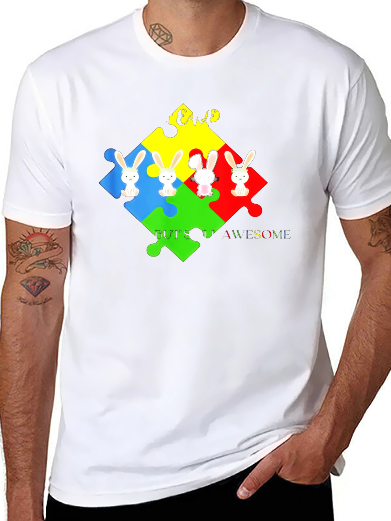 Autism Awareness Bunny Puzzle T-Shirt