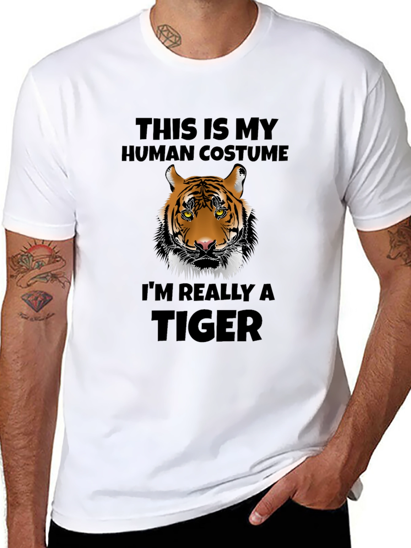 Funny Tiger Costume T-Shirt - Human Disguise Tee