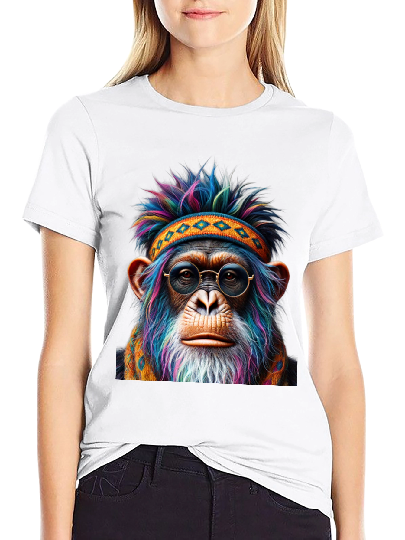 Cool Chimpanzee T-Shirt: Hippie Monkey with Glasses