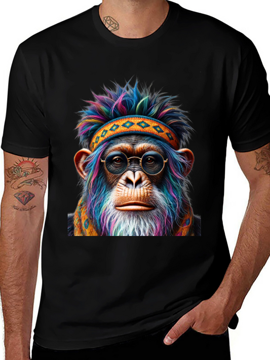 Cool Chimpanzee T-Shirt: Hippie Monkey with Glasses
