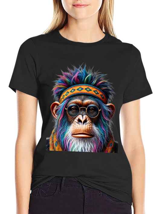 Cool Chimpanzee T-Shirt: Hippie Monkey with Glasses