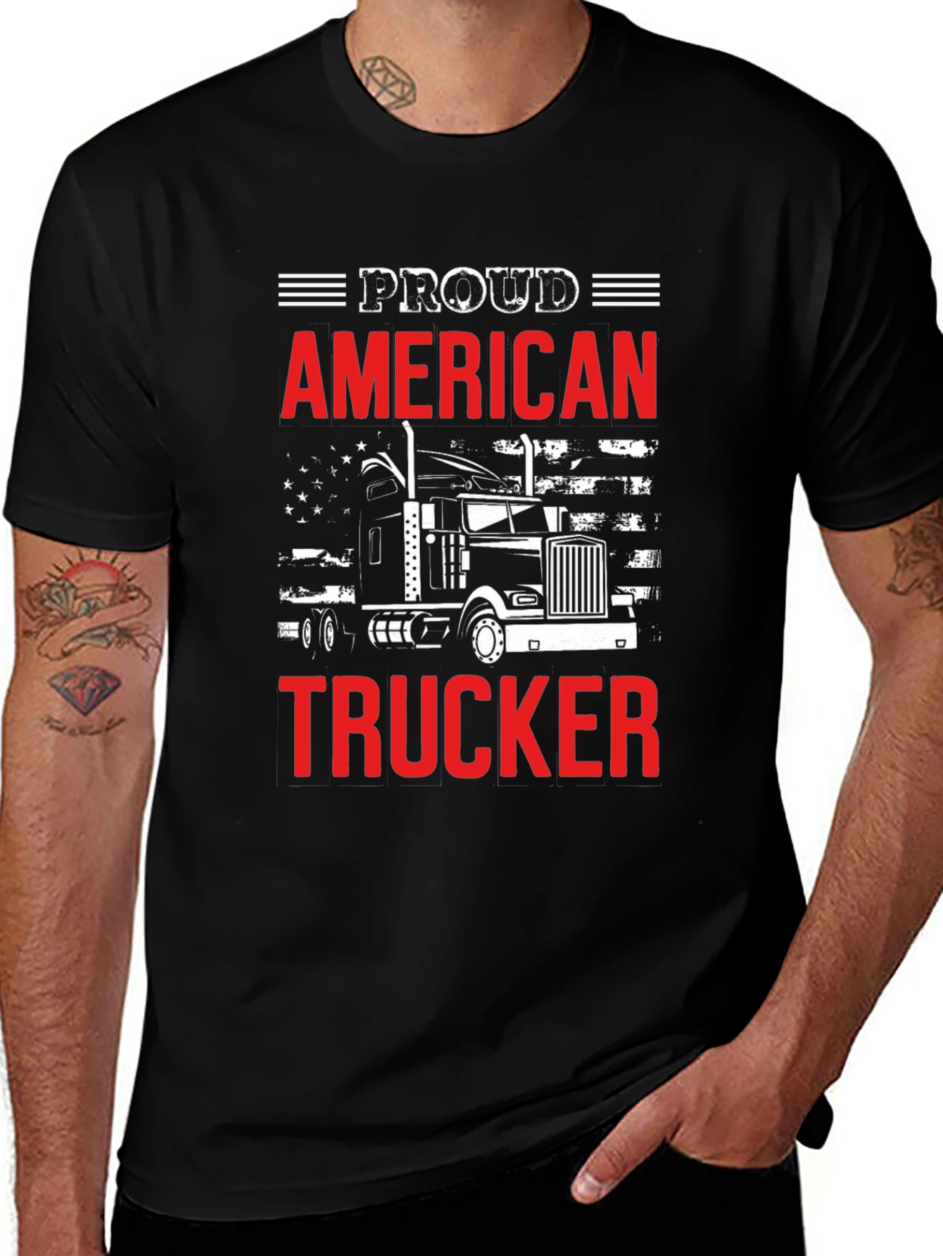 Proud American Trucker Graphic T-Shirt