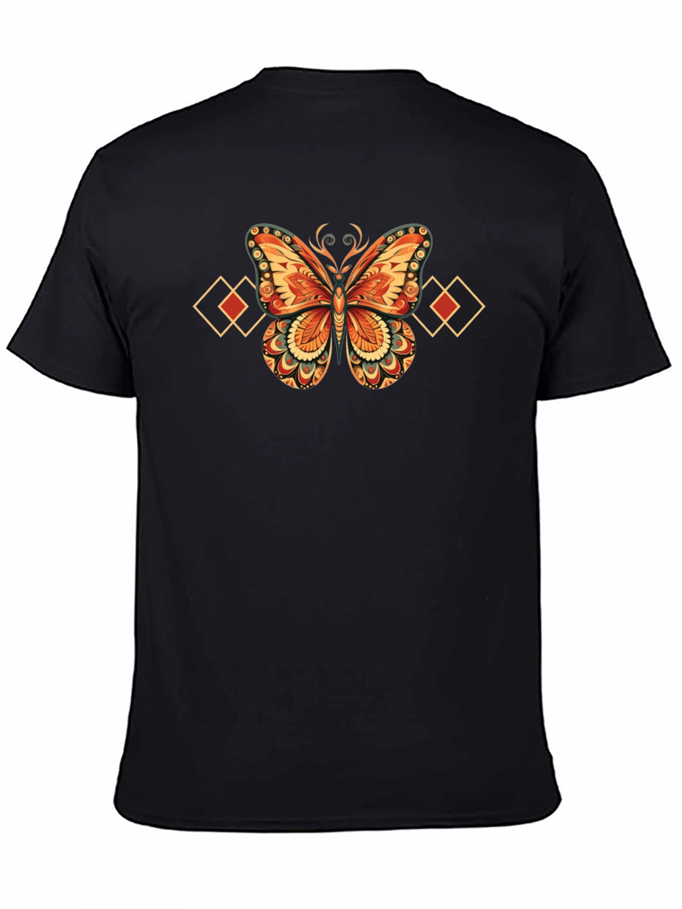 Butterfly Diamond Graphic Black T-Shirt