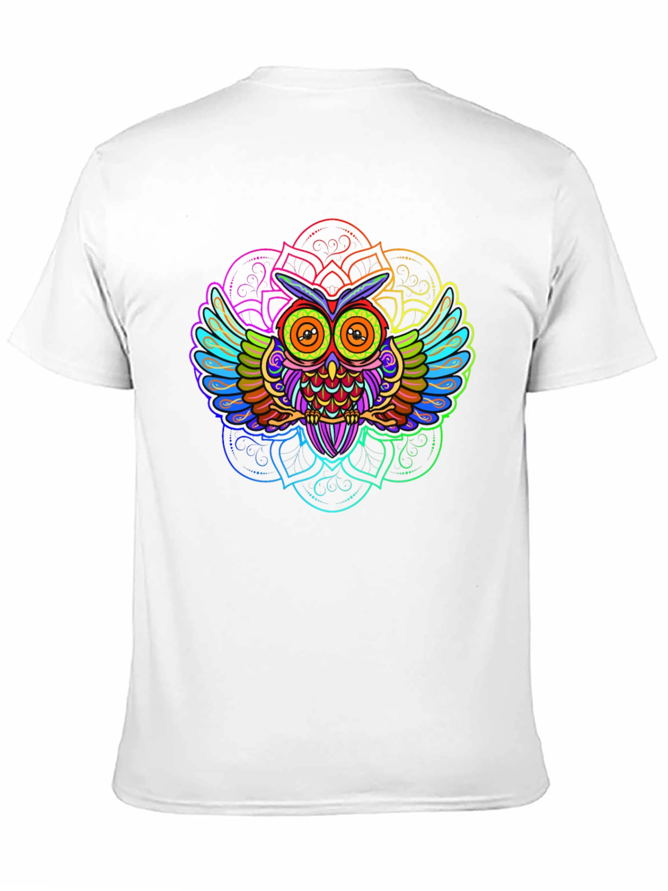 Psychedelic Owl Mandala Graphic Tee - Black