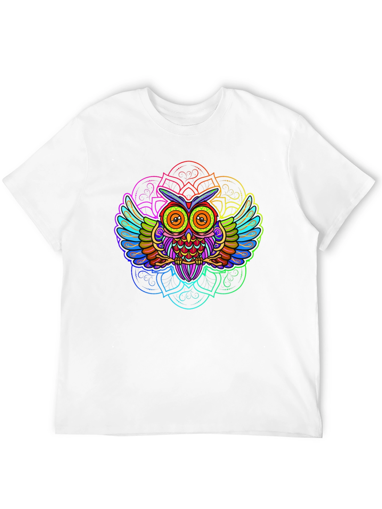 Psychedelic Owl Mandala Graphic Tee - Black