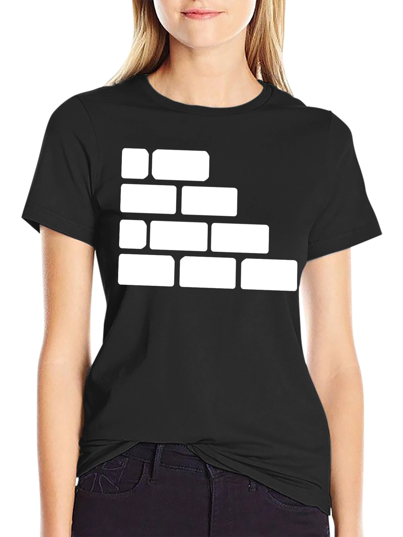 Brick Wall Graphic Tee - Black Cotton T-Shirt