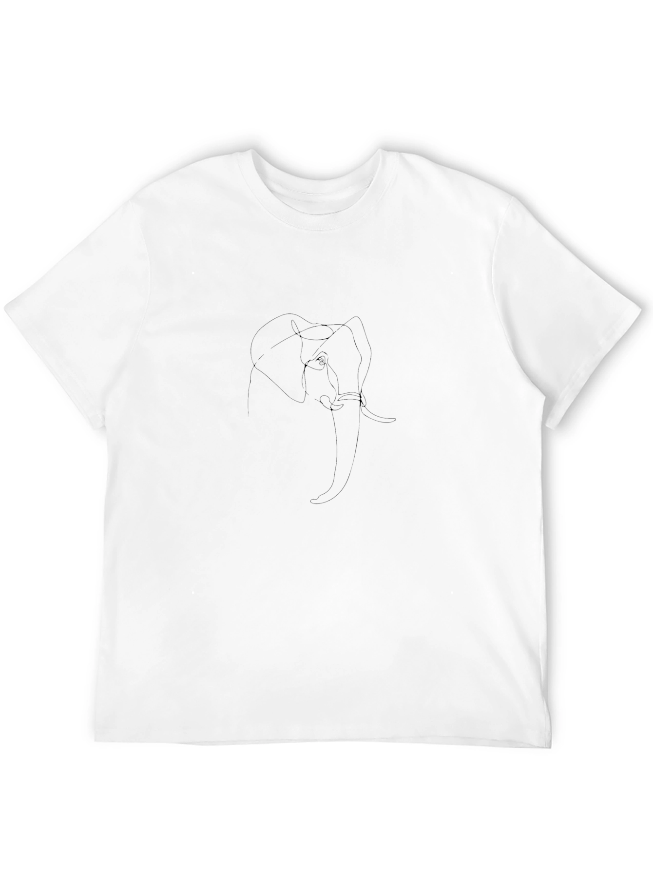 Minimalist Elephant Line Art Black T-Shirt