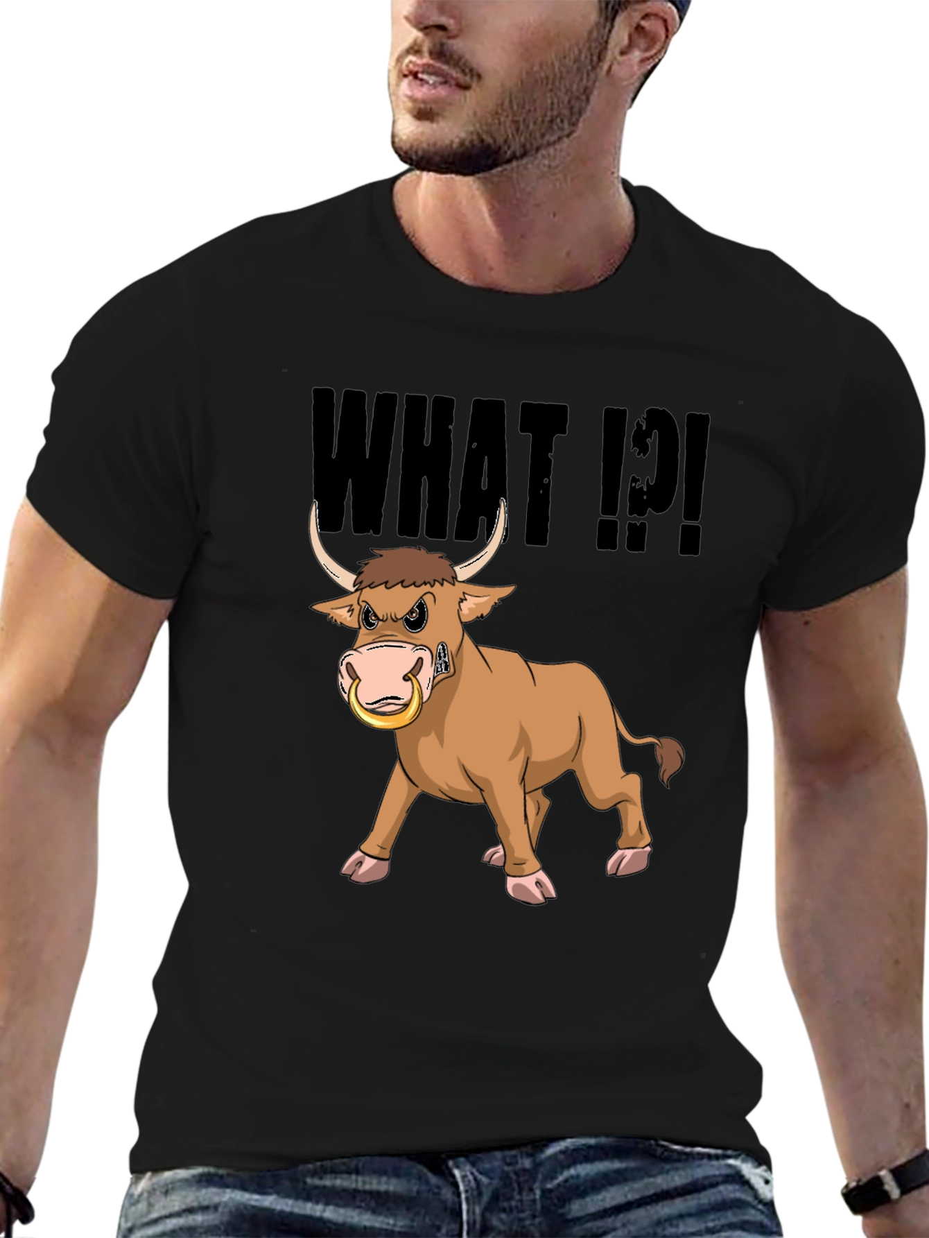 Angry Bull T-Shirt - What!?! Funny Cartoon Tee