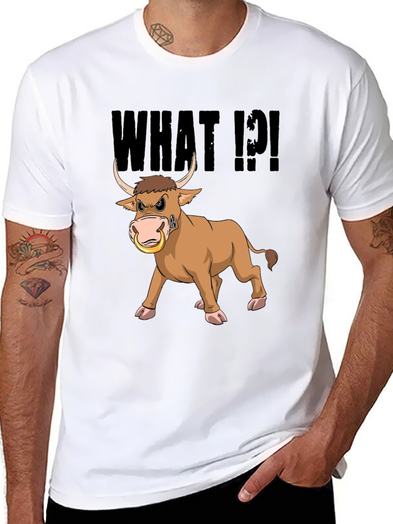 Angry Bull T-Shirt - What!?! Funny Cartoon Tee
