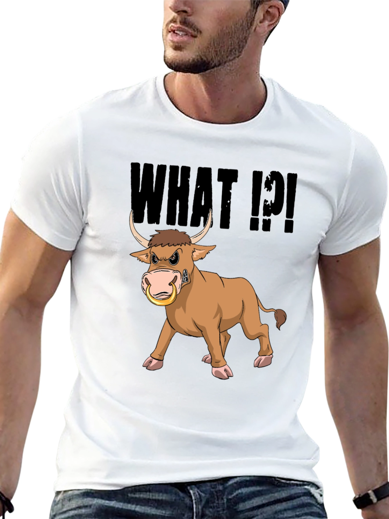 Angry Bull T-Shirt - What!?! Funny Cartoon Tee