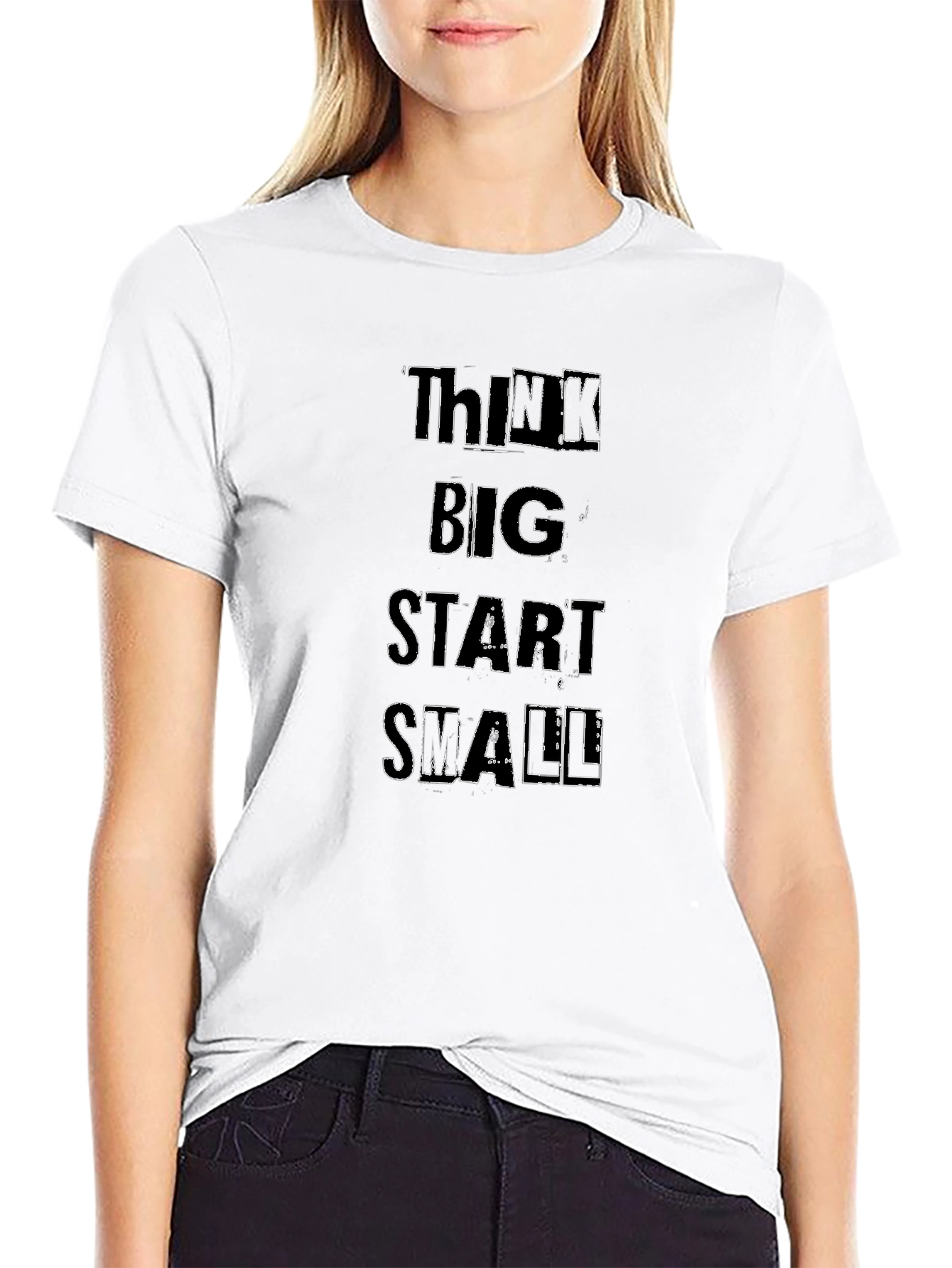 Think Big Start Small Black Graphic Tee