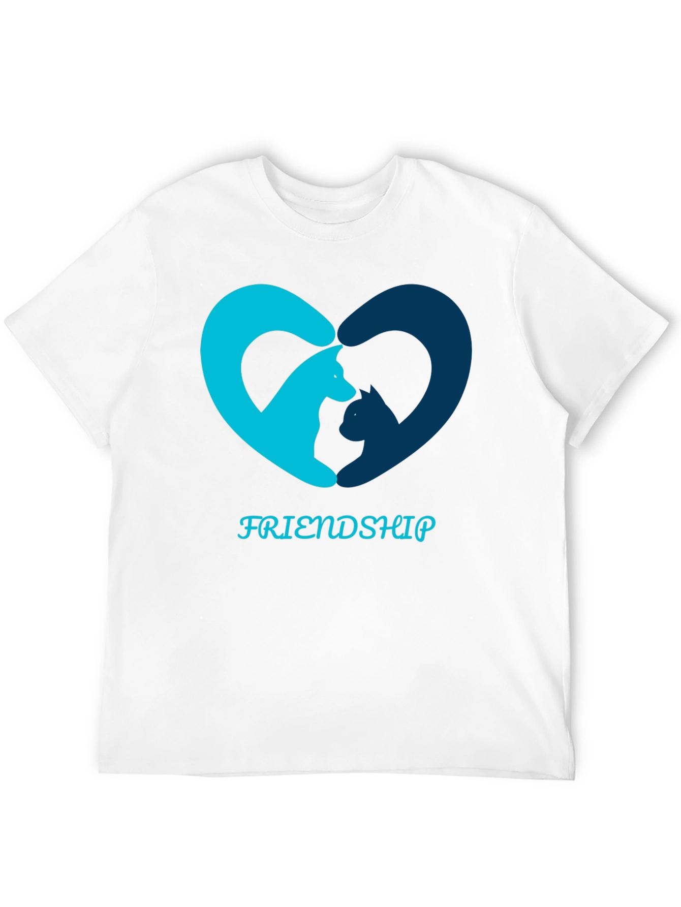 Friendship T-Shirt - Cat and Dog Heart Design