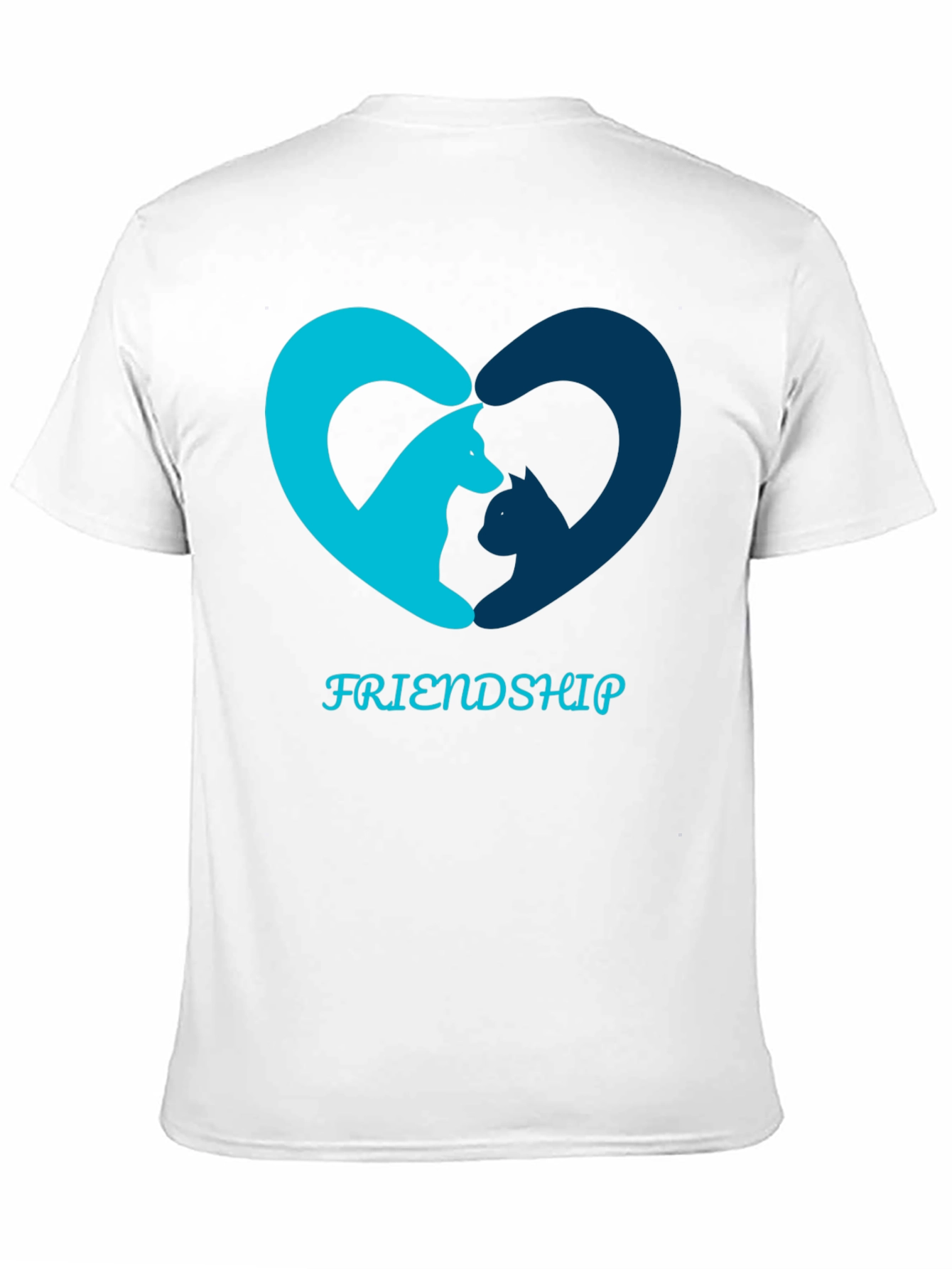 Friendship T-Shirt - Cat and Dog Heart Design